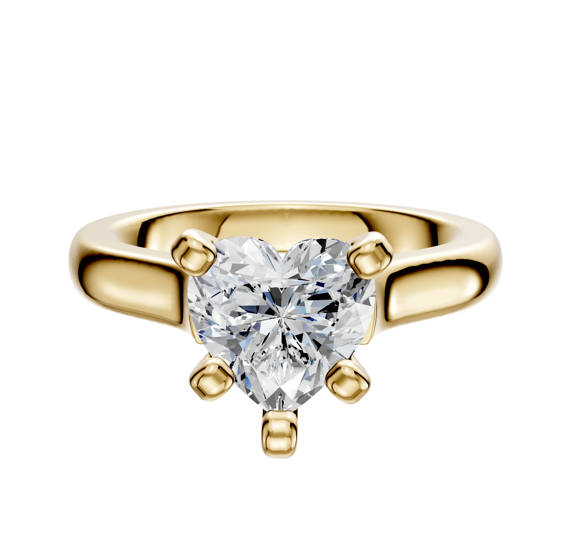 14K Yellow Gold 4 Prong Cathedral Dome 3.0mm Engagement Ring