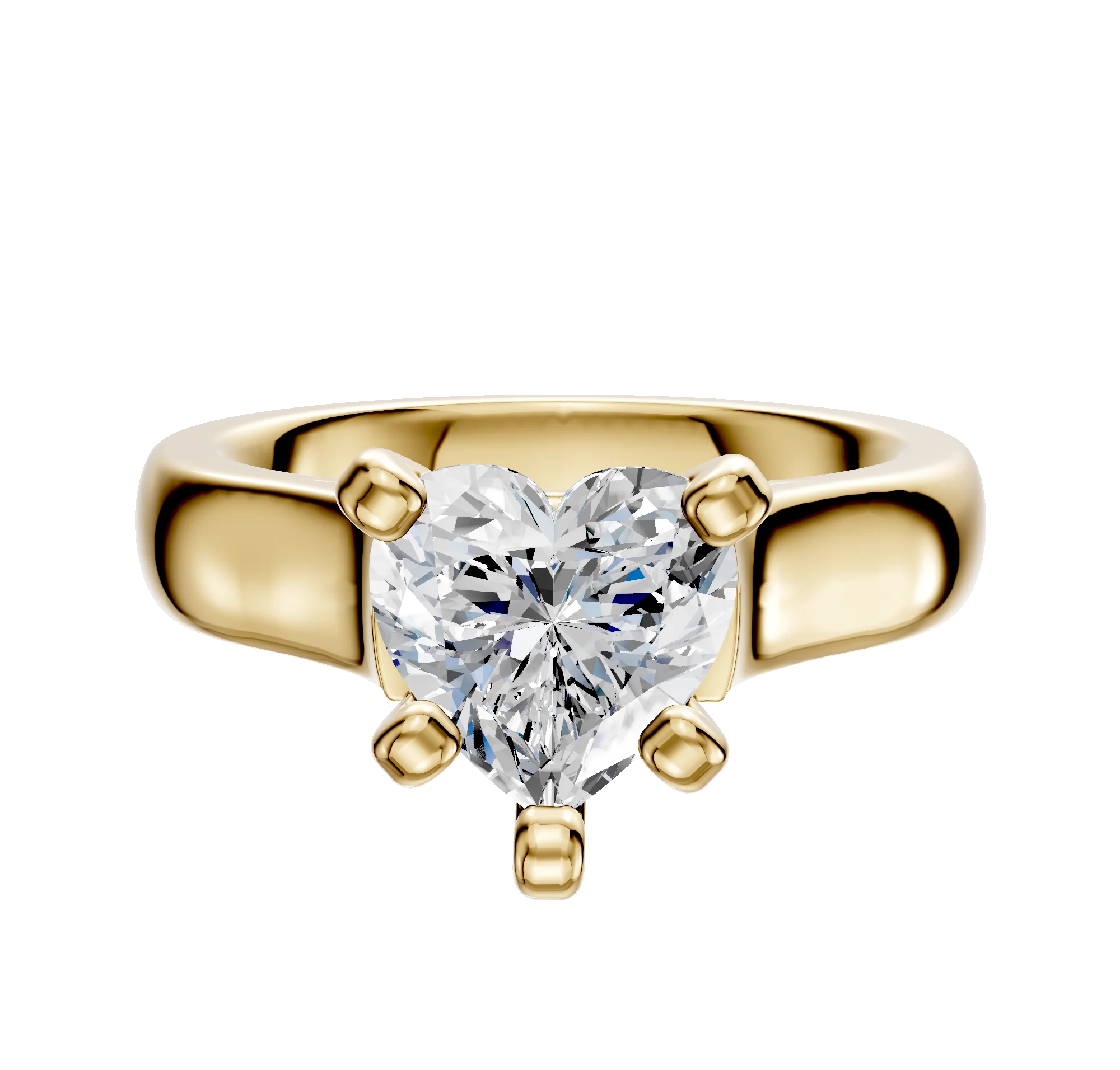 14K Yellow Gold 4 Prong Cathedral Dome 4.0mm Engagement Ring