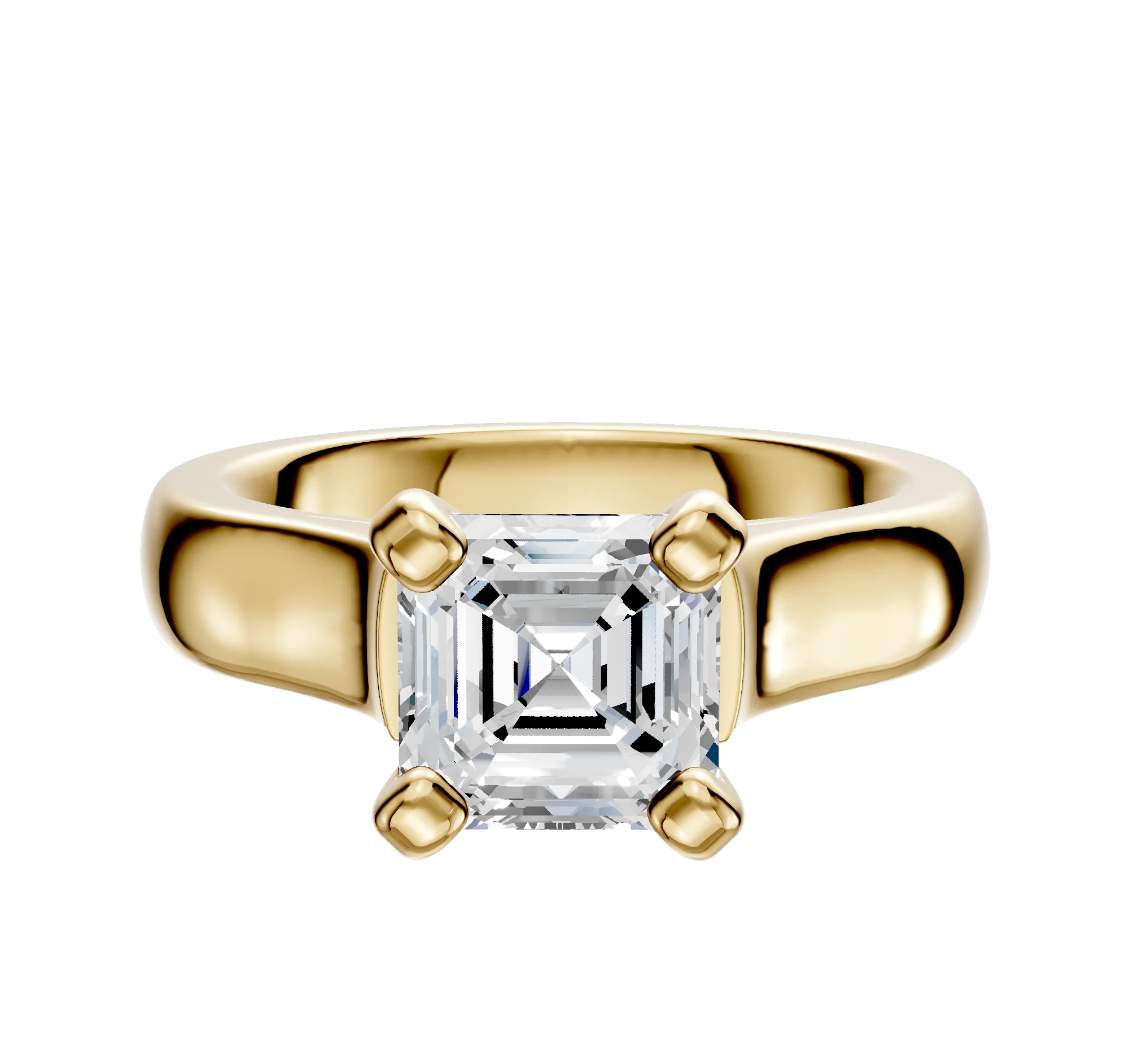 14K Yellow Gold 4 Prong Cathedral Dome 4.0mm Engagement Ring
