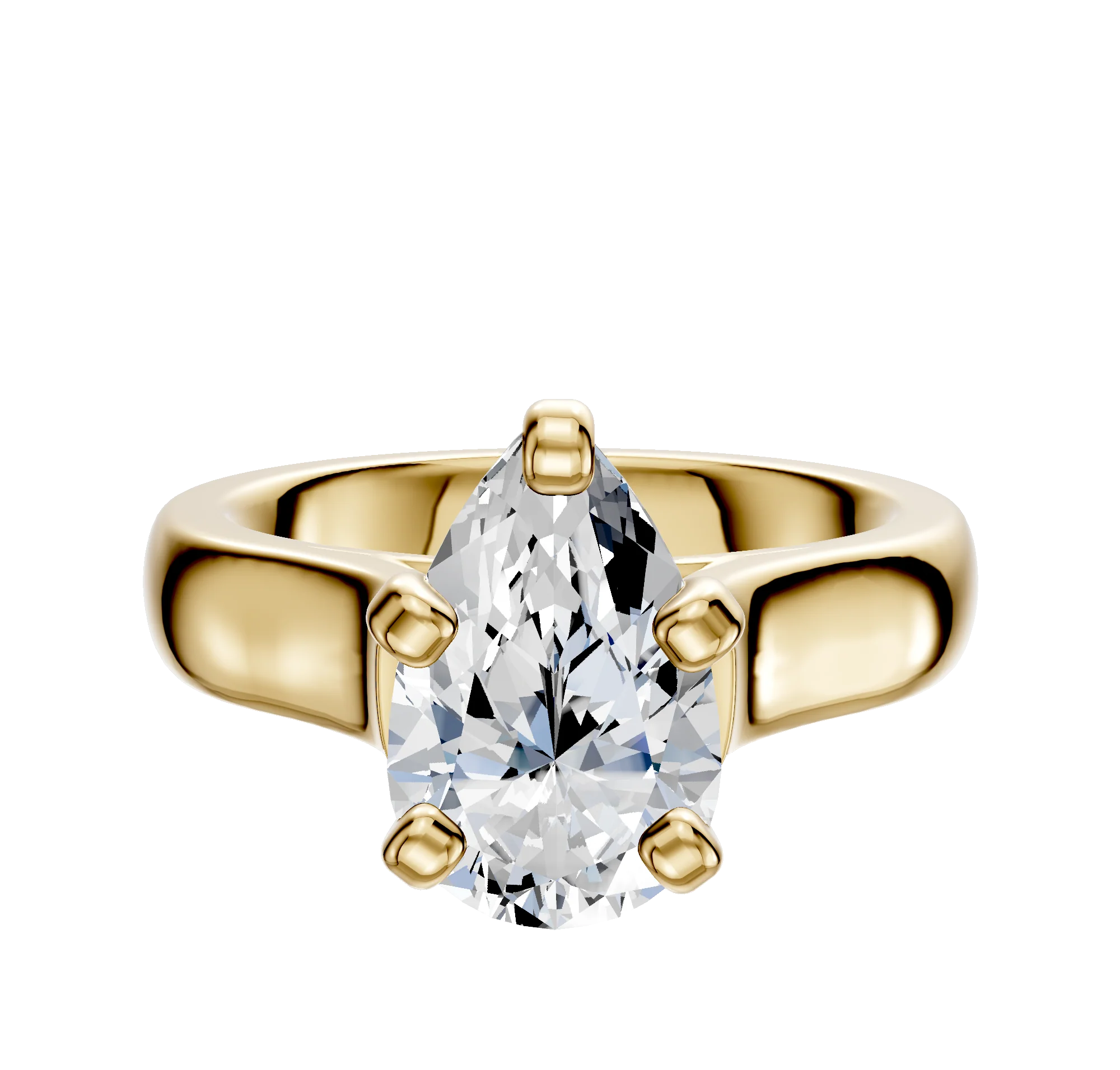 14K Yellow Gold 4 Prong Cathedral Dome 4.0mm Engagement Ring