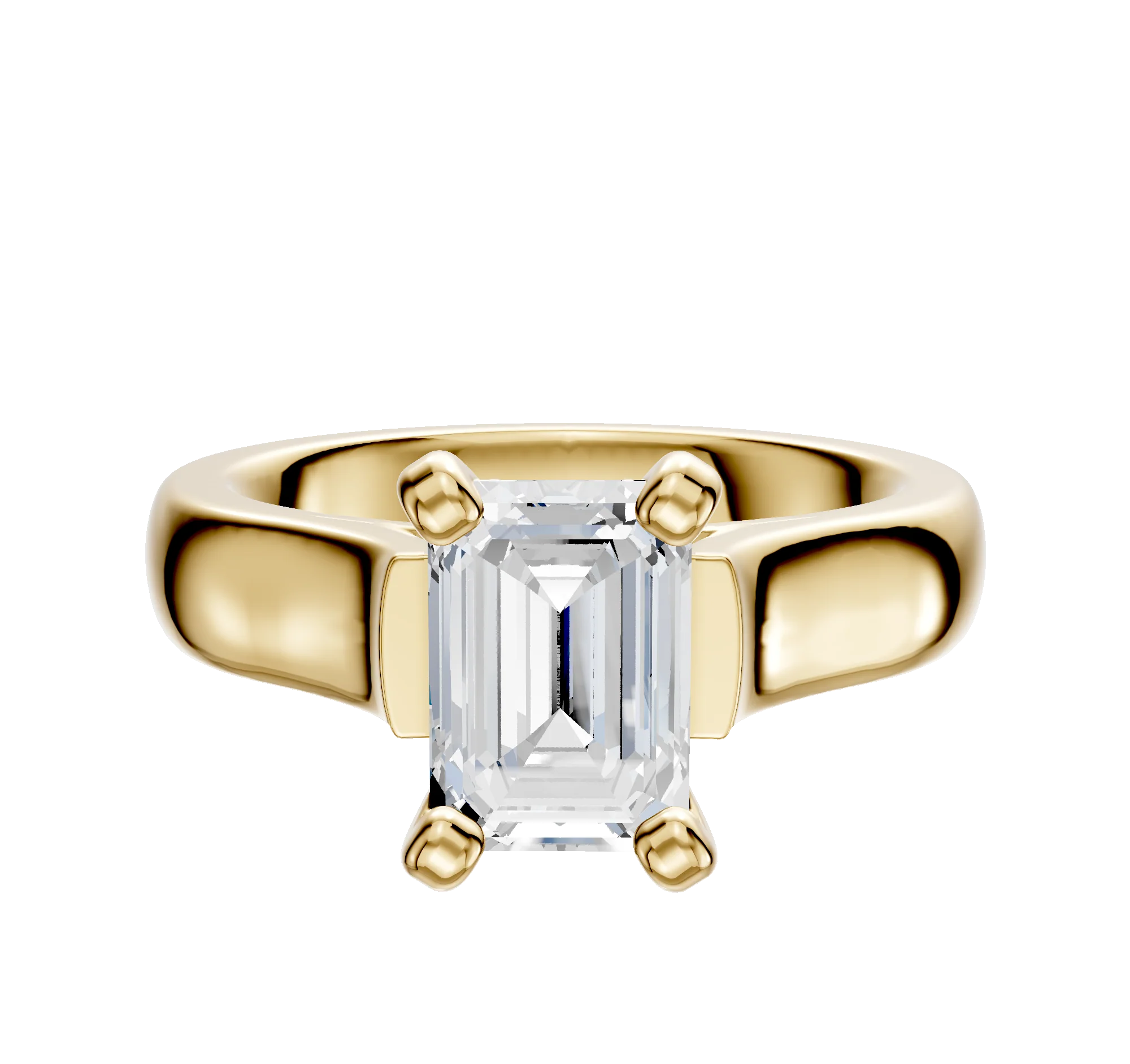 14K Yellow Gold 4 Prong Cathedral Dome 4.0mm Engagement Ring