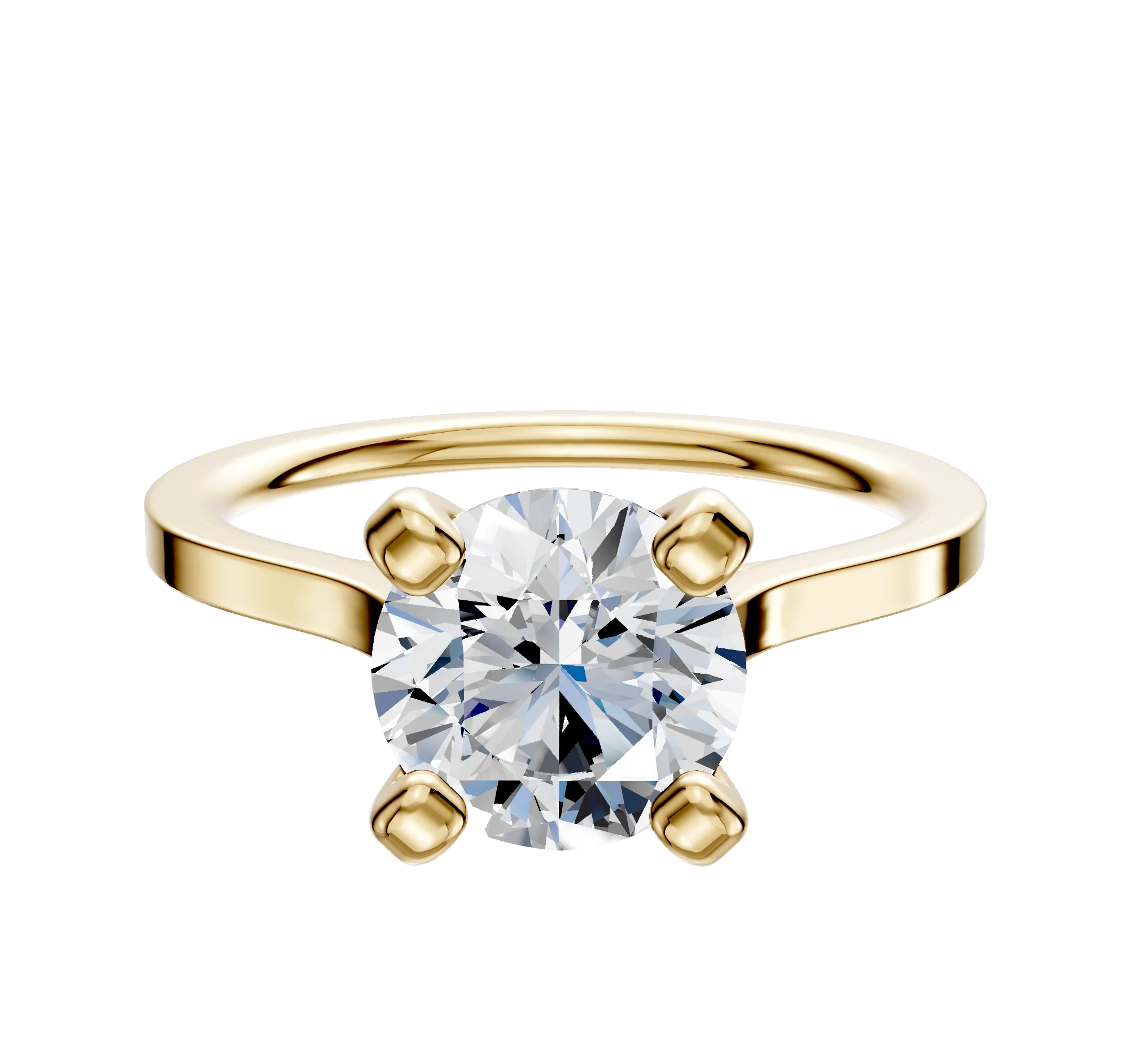 14K Yellow Gold 4 Prong Cathedral Flat 1.5mm Engagement Ring