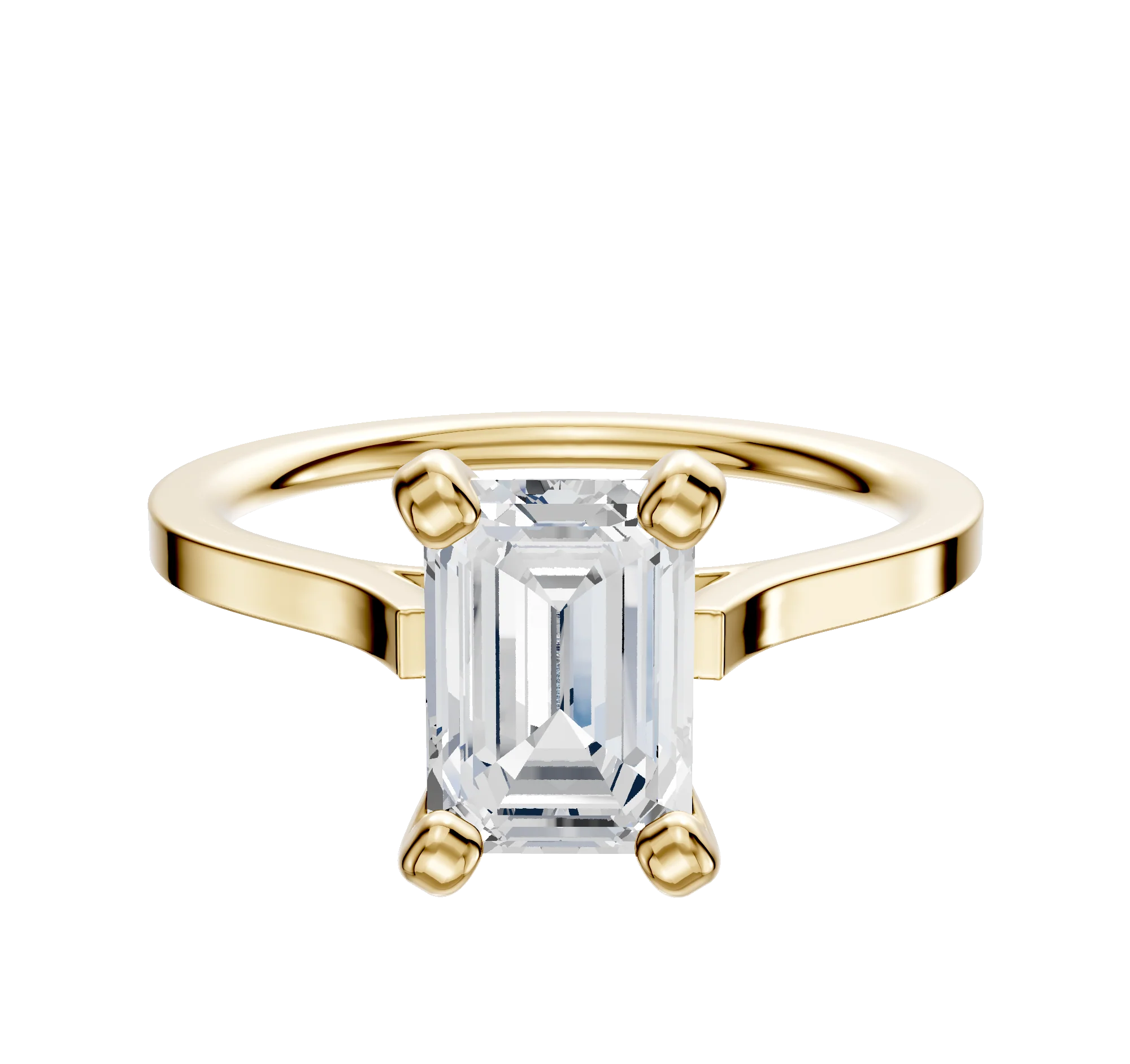 14K Yellow Gold 4 Prong Cathedral Flat 1.5mm Engagement Ring