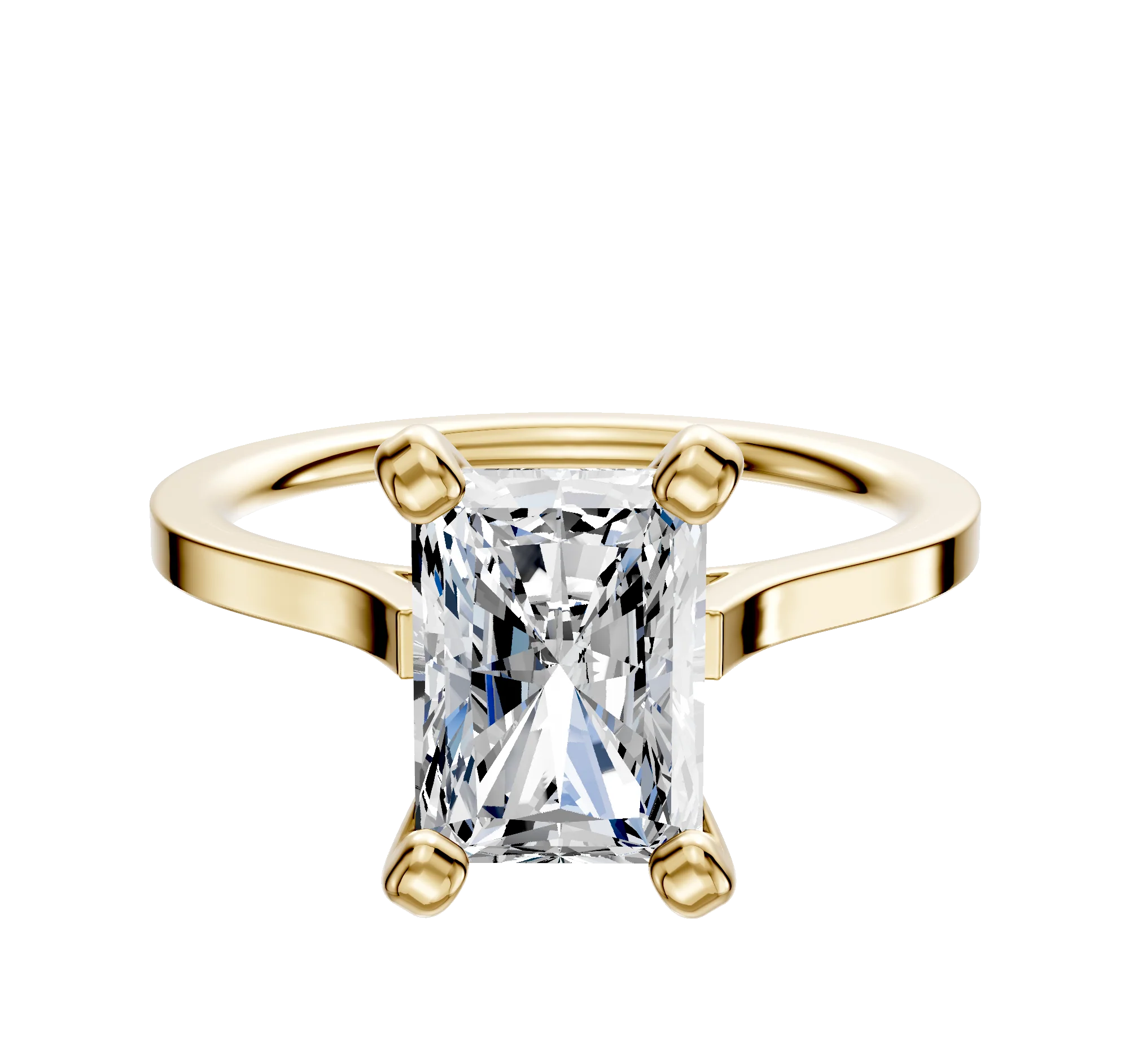 14K Yellow Gold 4 Prong Cathedral Flat 1.5mm Engagement Ring