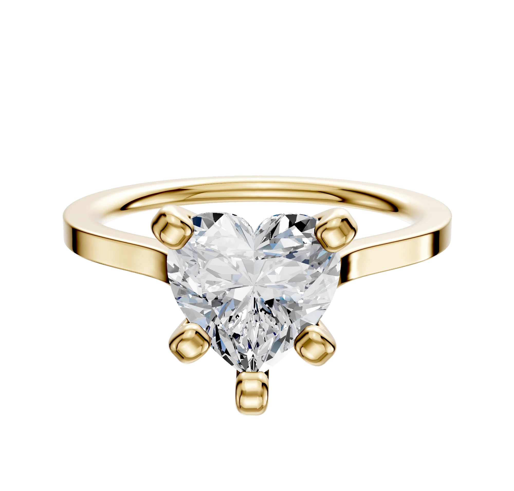 14K Yellow Gold 4 Prong Cathedral Flat 1.5mm Engagement Ring