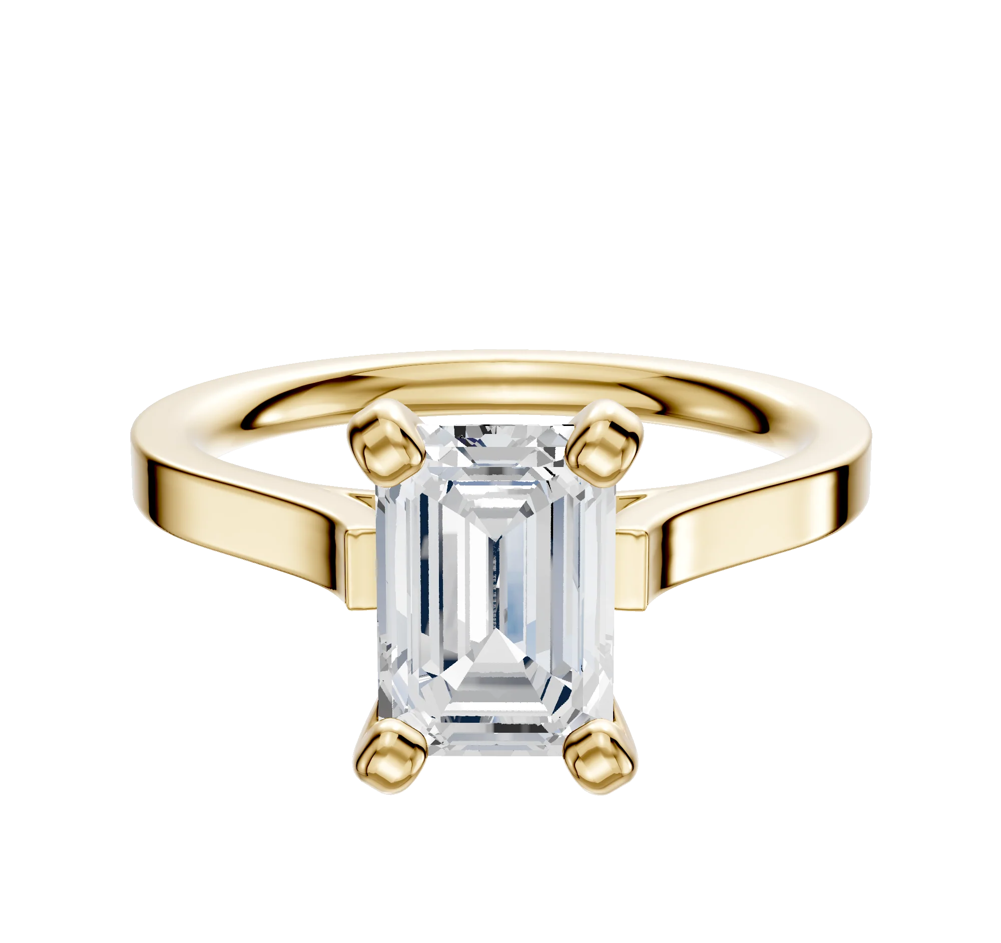 14K Yellow Gold 4 Prong Cathedral Flat 2.0mm Engagement Ring