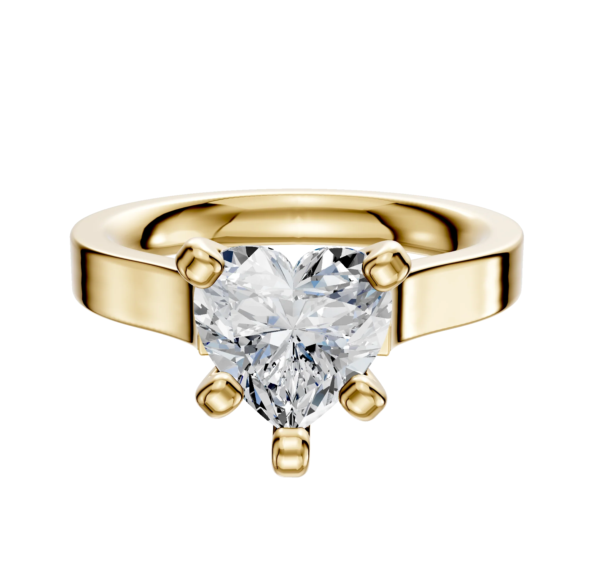 14K Yellow Gold 4 Prong Cathedral Flat 3.0mm Engagement Ring