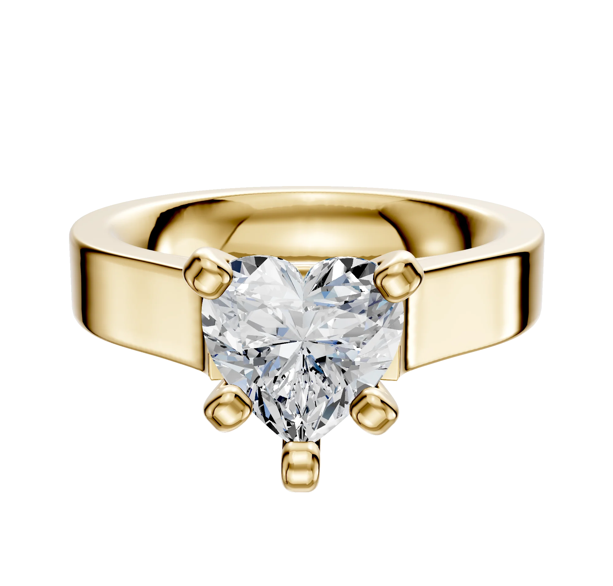 14K Yellow Gold 4 Prong Cathedral Flat 4.0mm Engagement Ring