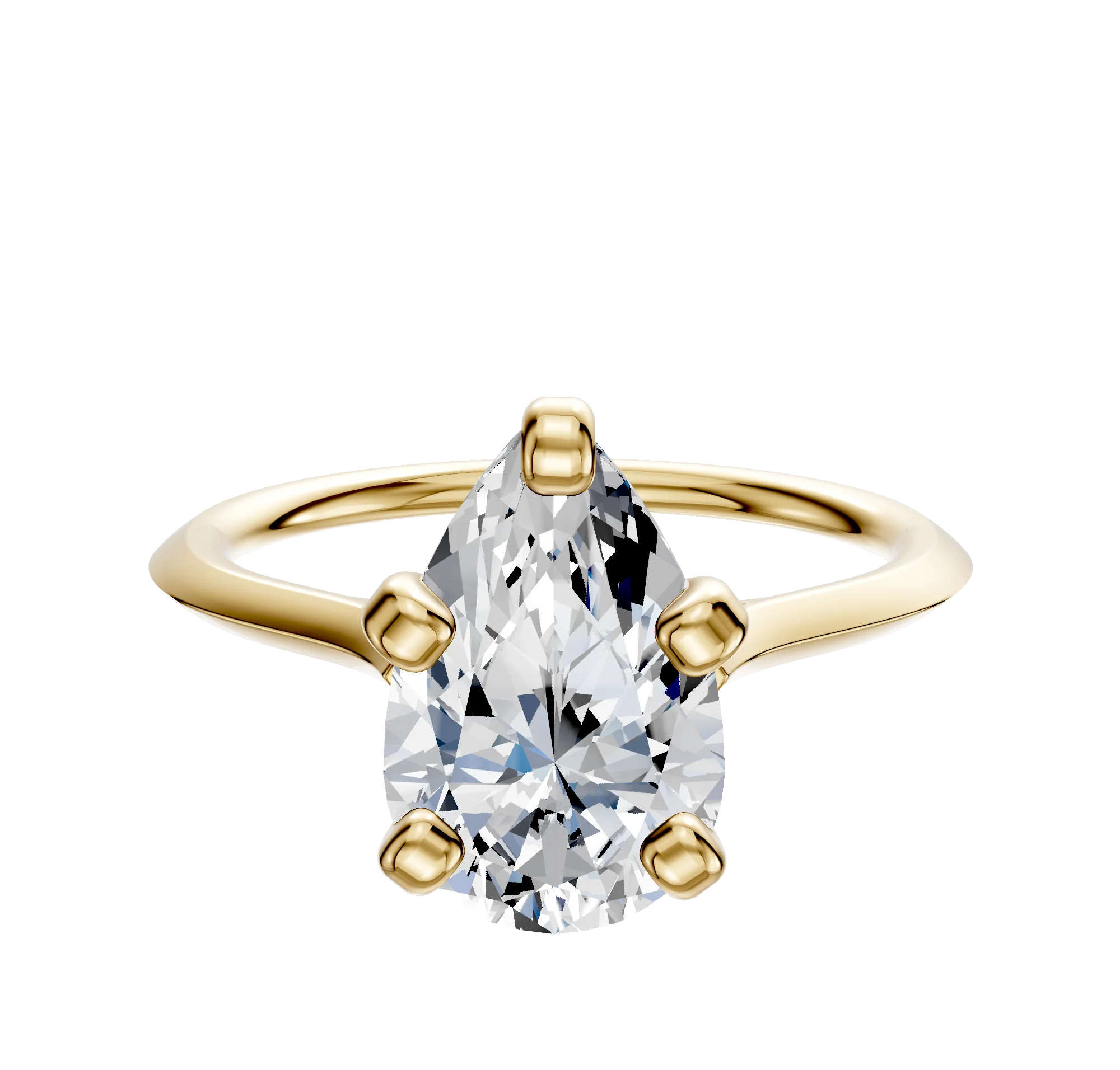 14K Yellow Gold 4 Prong Cathedral Knife Edge 1.5mm Engagement Ring