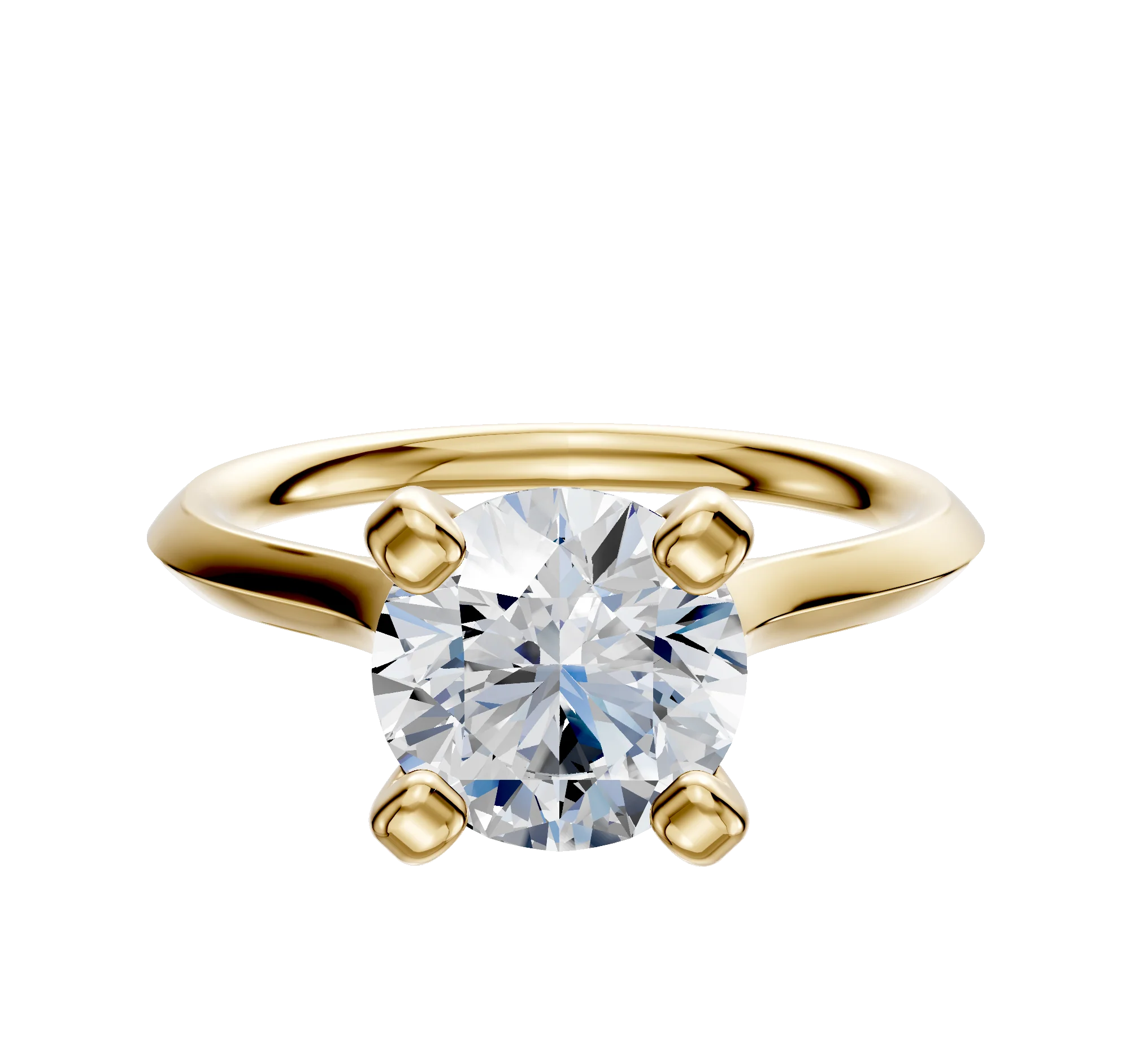 14K Yellow Gold 4 Prong Cathedral Knife Edge 2.0mm Engagement Ring
