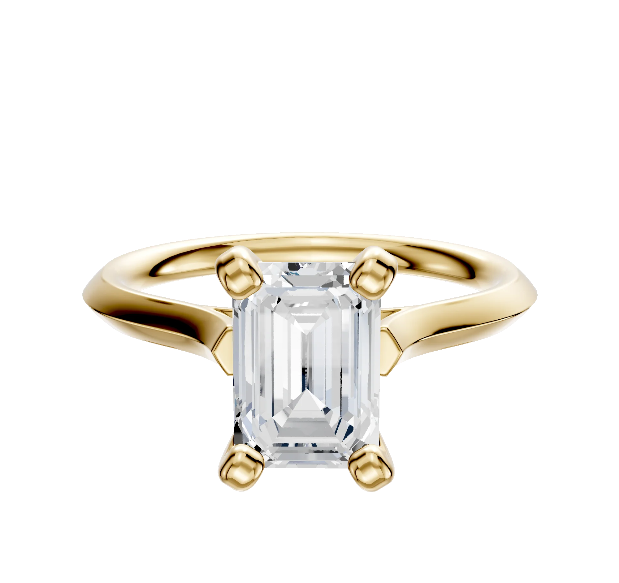 14K Yellow Gold 4 Prong Cathedral Knife Edge 2.0mm Engagement Ring