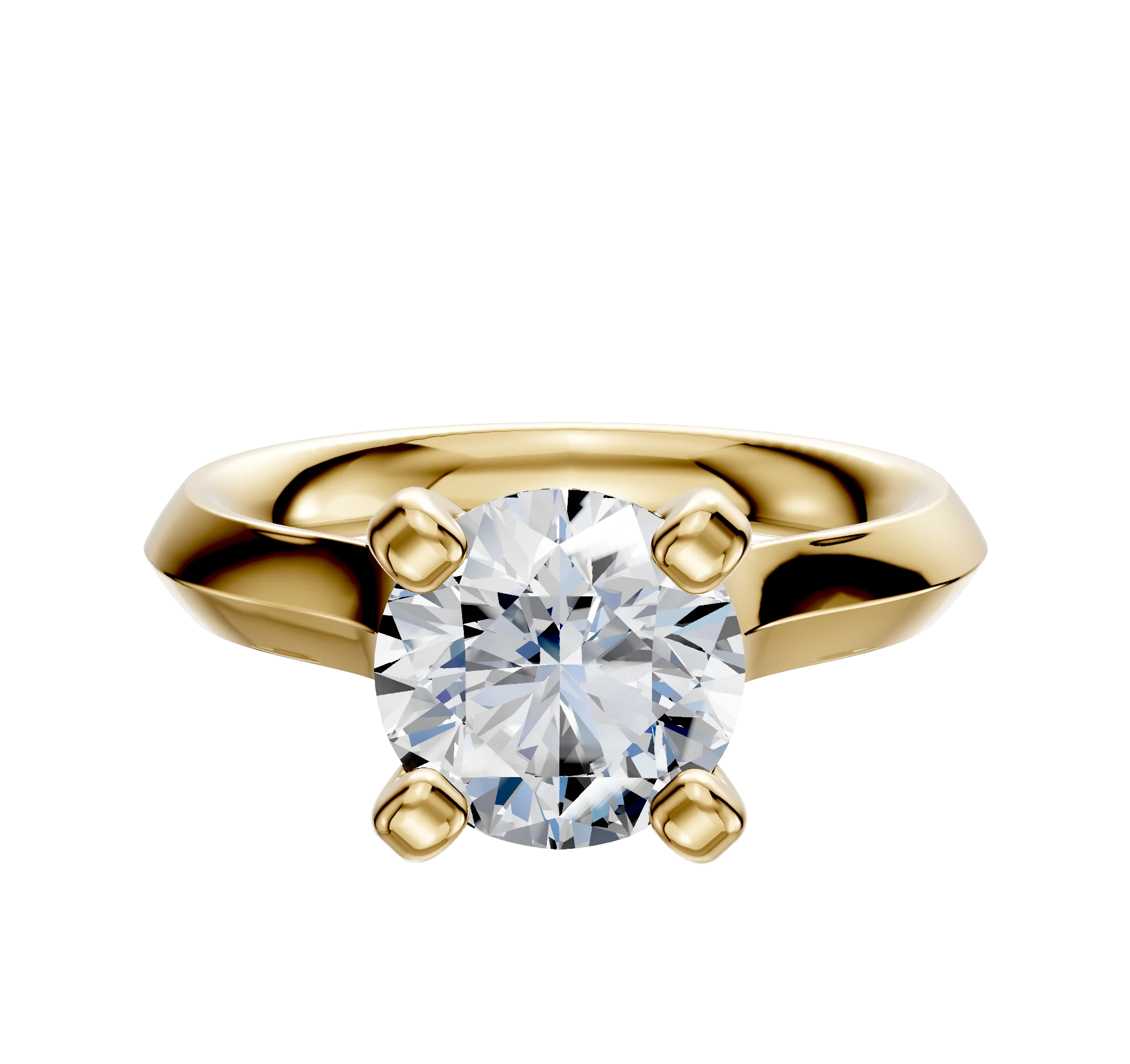 14K Yellow Gold 4 Prong Cathedral Knife Edge 3.0mm Engagement Ring