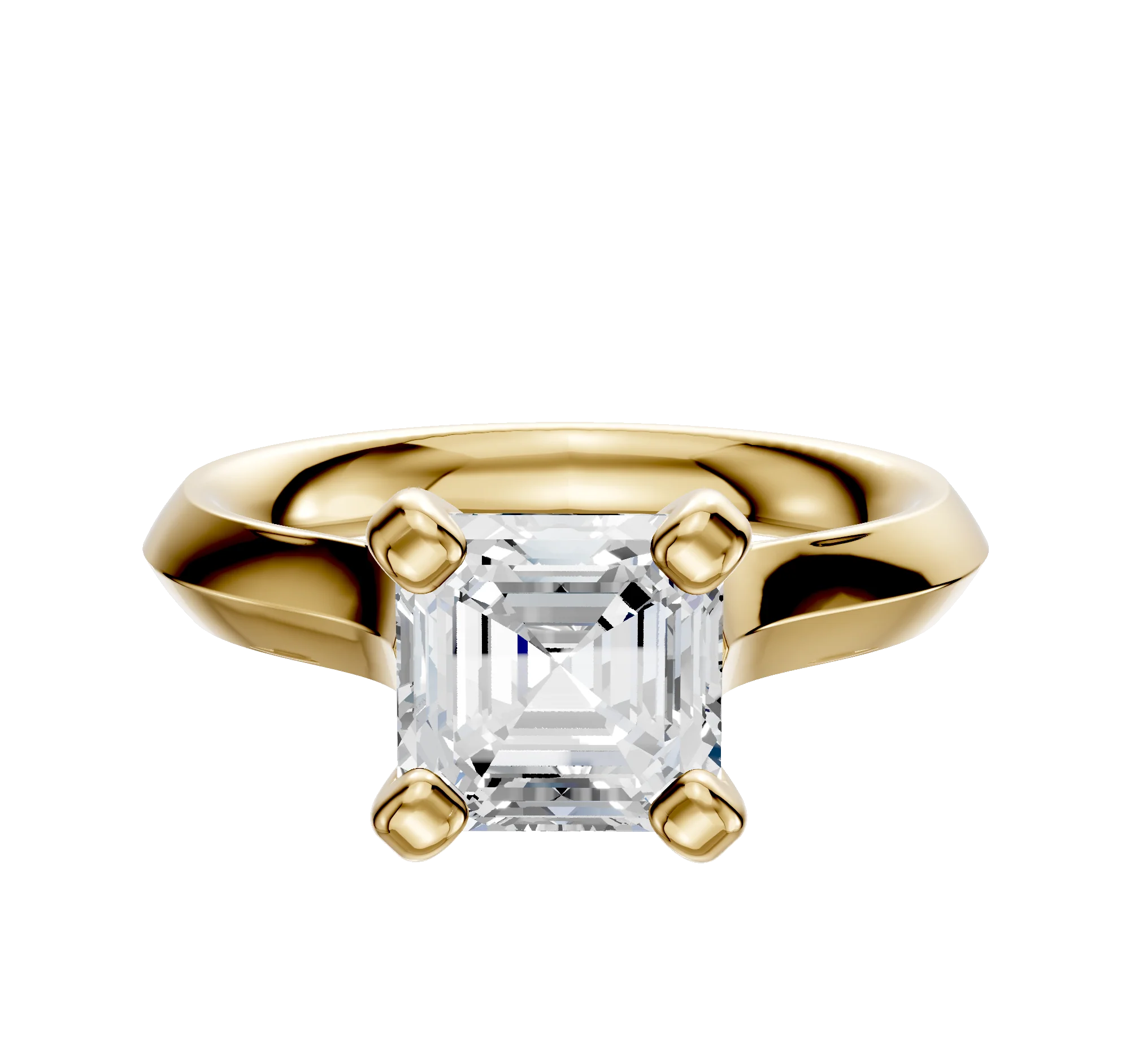 14K Yellow Gold 4 Prong Cathedral Knife Edge 3.0mm Engagement Ring