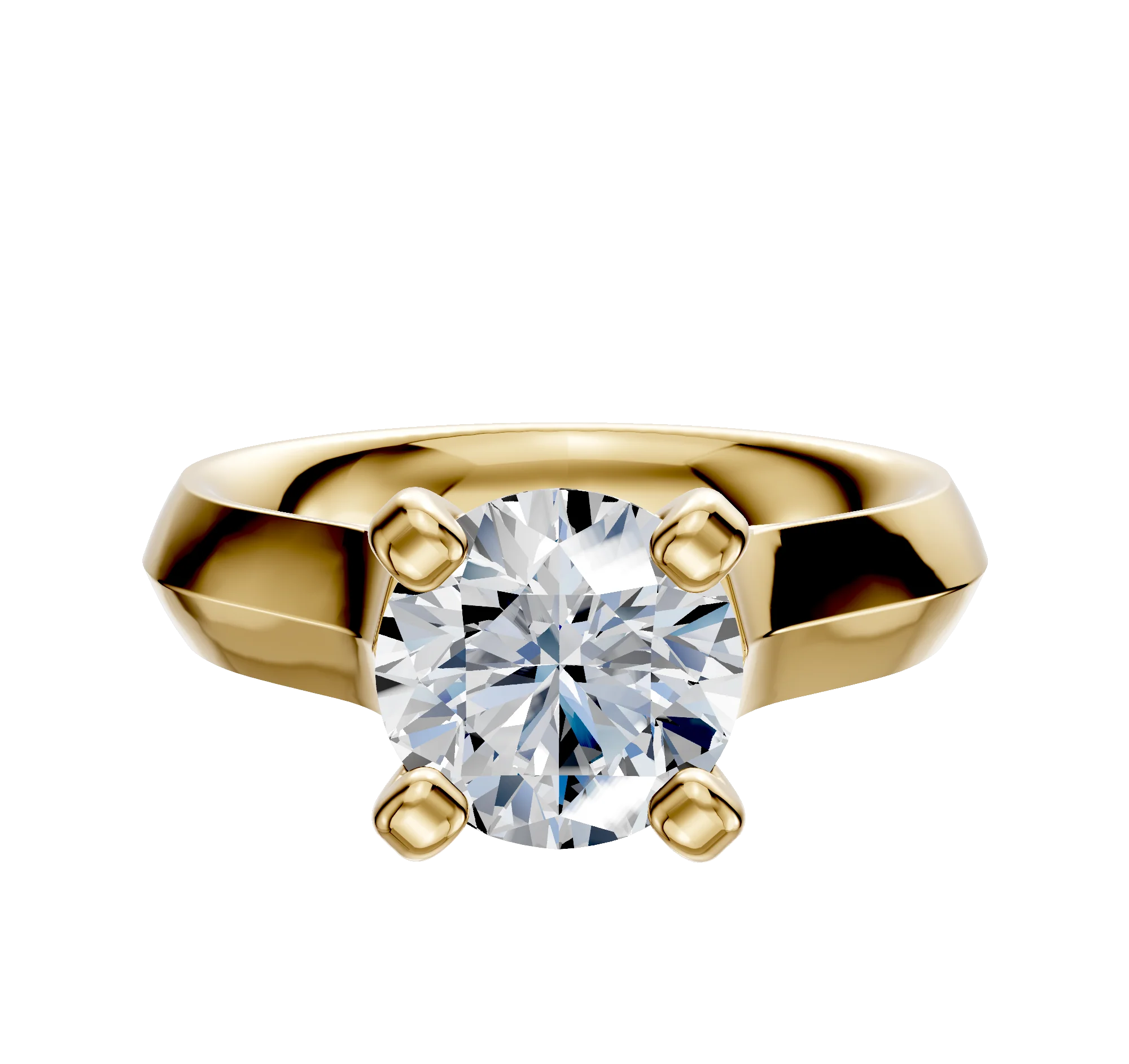 14K Yellow Gold 4 Prong Cathedral Knife Edge 4.0mm Engagement Ring