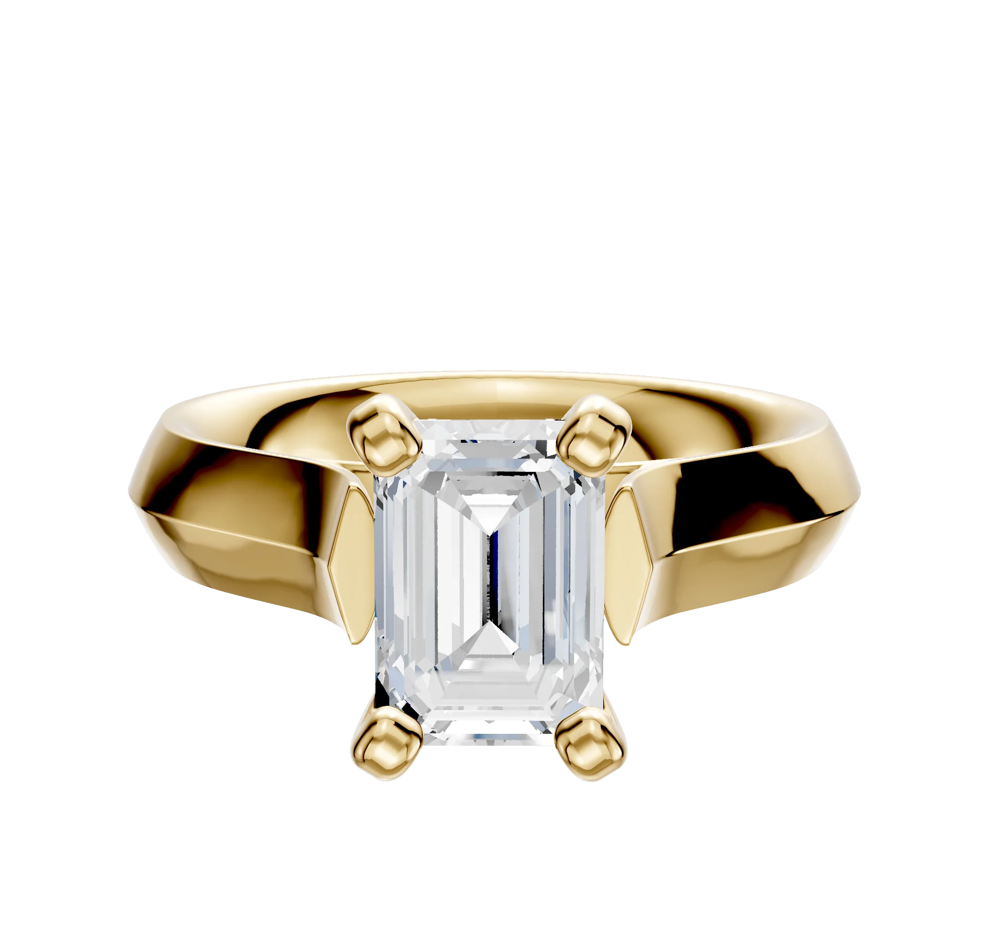 14K Yellow Gold 4 Prong Cathedral Knife Edge 4.0mm Engagement Ring