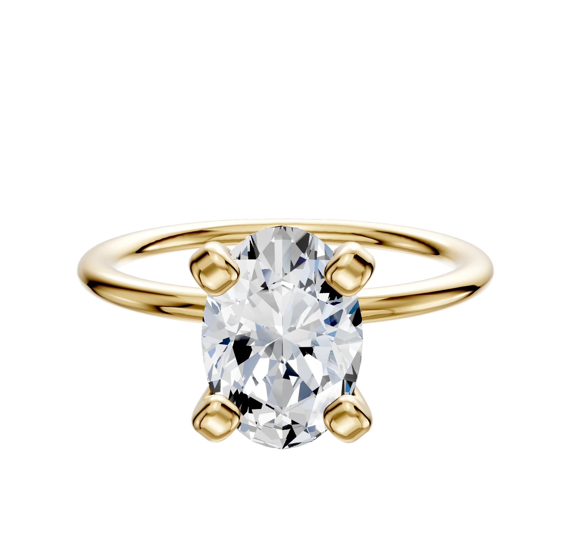 14K Yellow Gold 4 Prong Classic Dome 1.5mm Engagement Ring