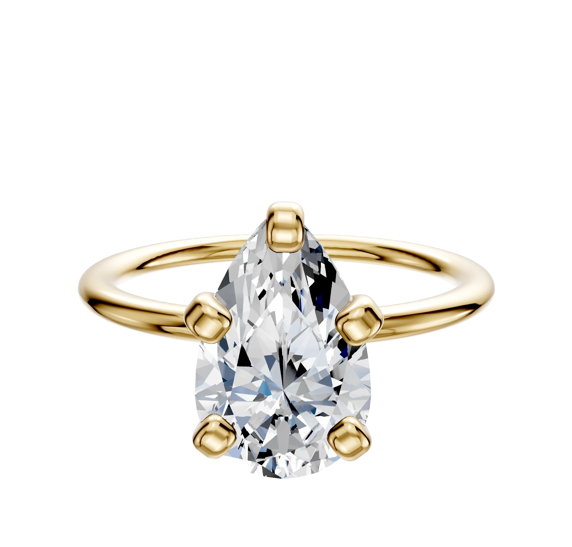 14K Yellow Gold 4 Prong Classic Dome 1.5mm Engagement Ring