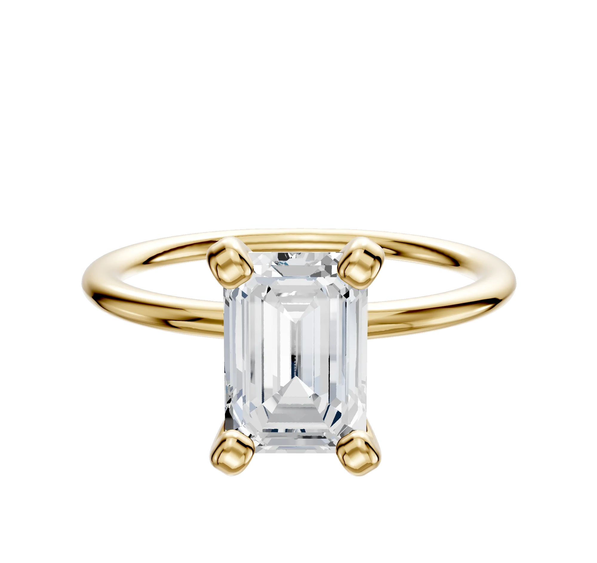 14K Yellow Gold 4 Prong Classic Dome 1.5mm Engagement Ring
