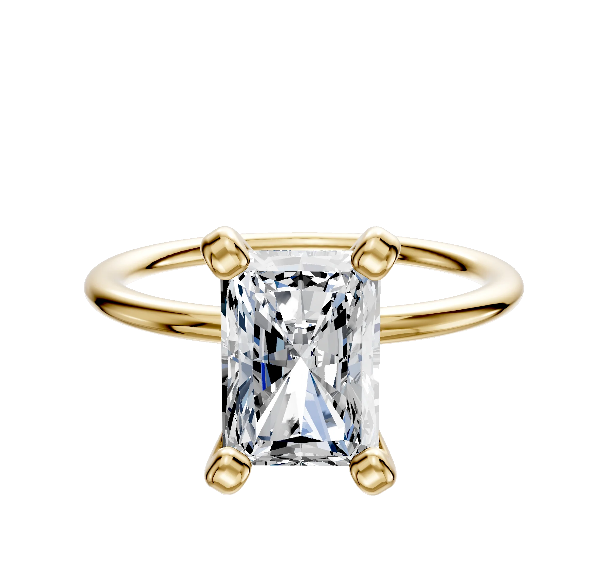 14K Yellow Gold 4 Prong Classic Dome 1.5mm Engagement Ring
