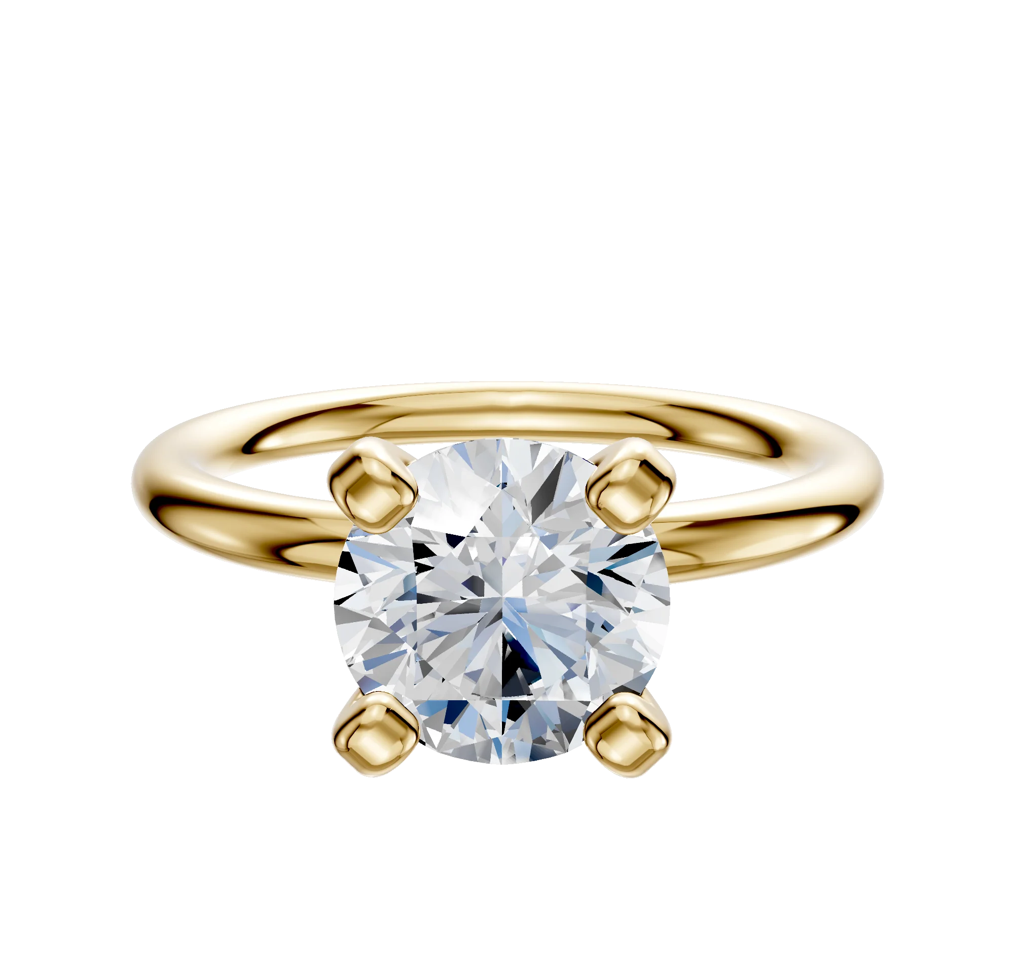 14K Yellow Gold 4 Prong Classic Dome 2.0mm Engagement Ring