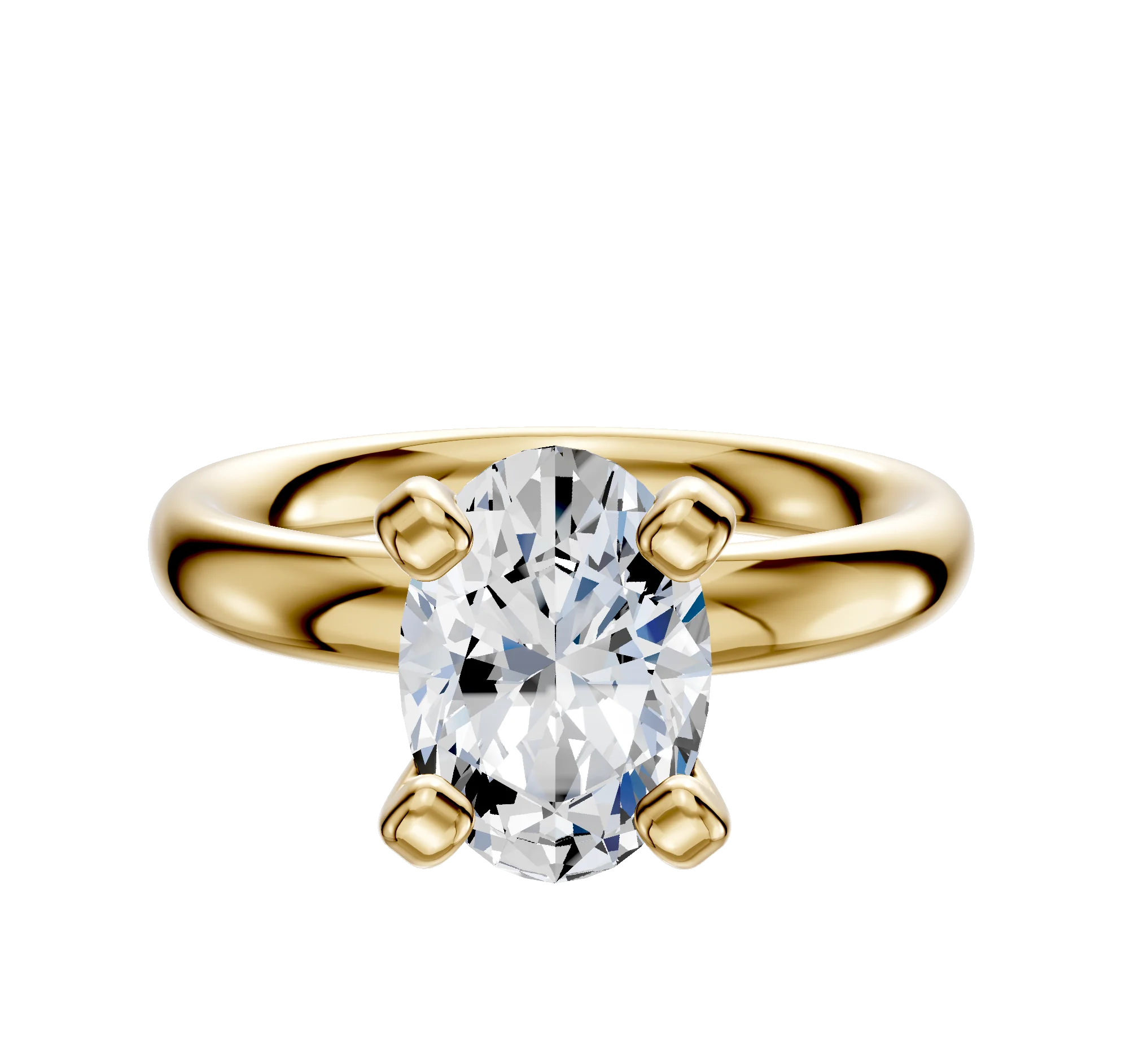 14K Yellow Gold 4 Prong Classic Dome 3.0mm Engagement Ring