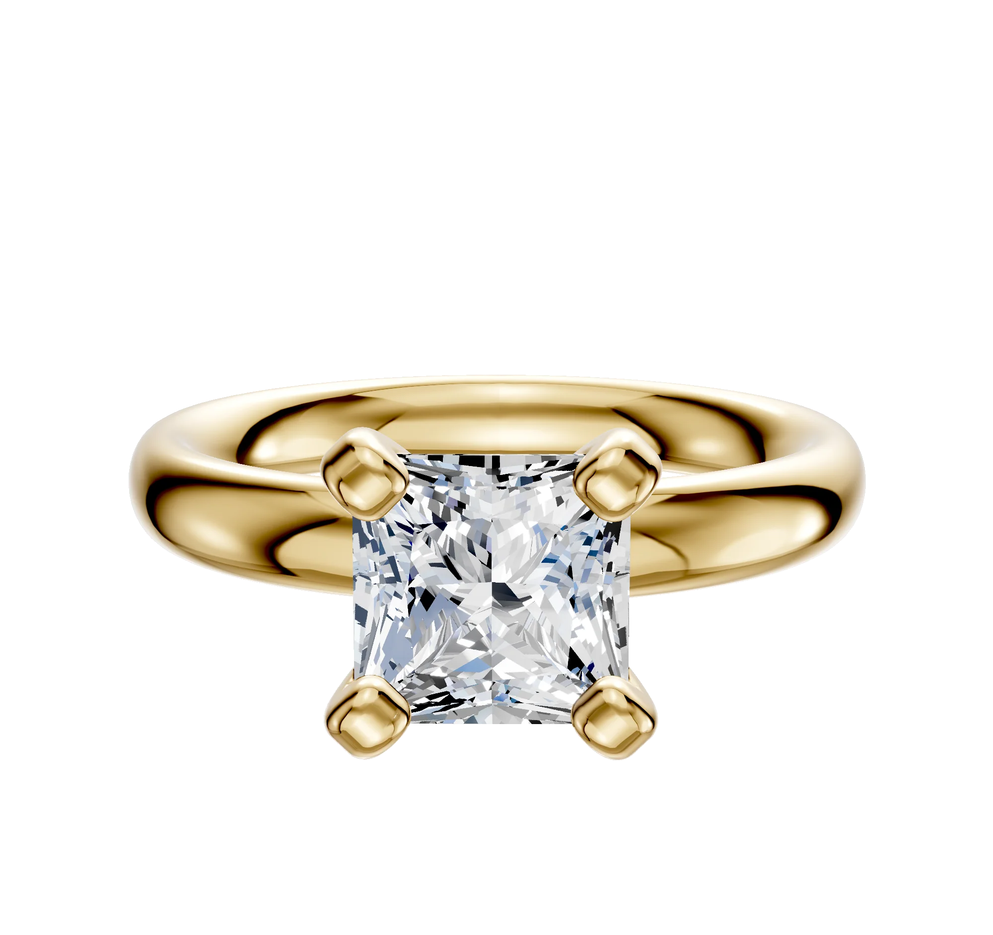 14K Yellow Gold 4 Prong Classic Dome 3.0mm Engagement Ring