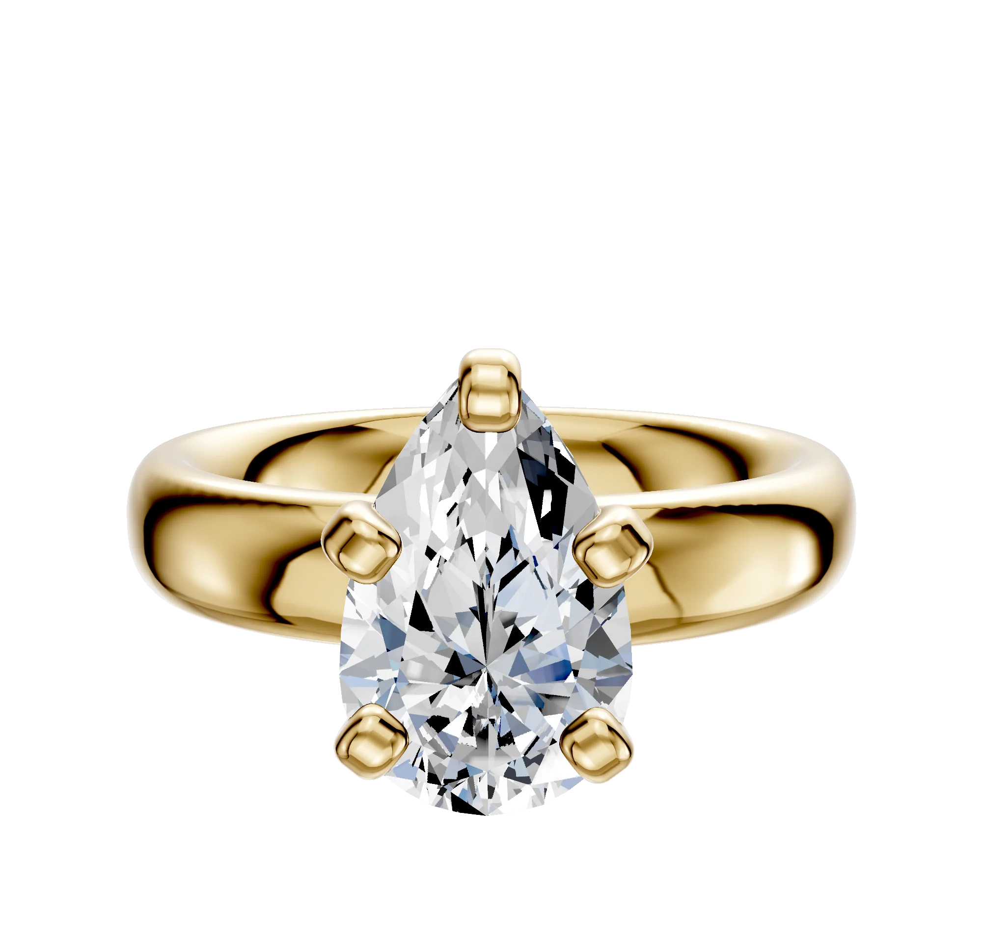 14K Yellow Gold 4 Prong Classic Dome 4.0mm Engagement Ring