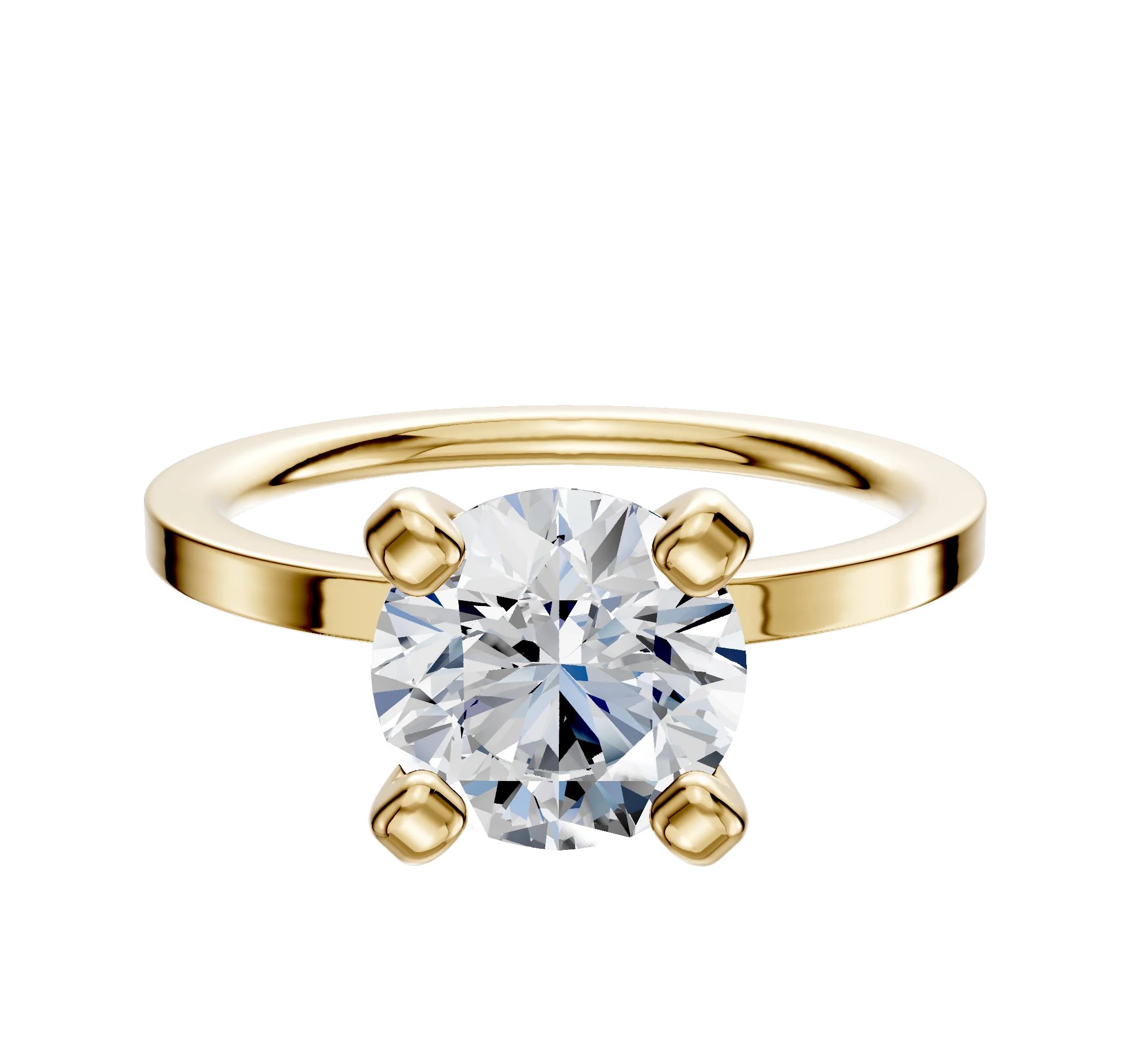 14K Yellow Gold 4 Prong Classic Flat 1.5mm Engagement Ring