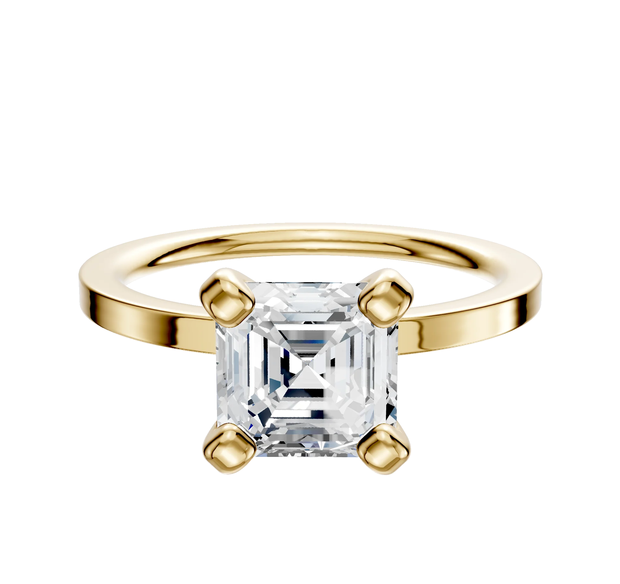 14K Yellow Gold 4 Prong Classic Flat 1.5mm Engagement Ring