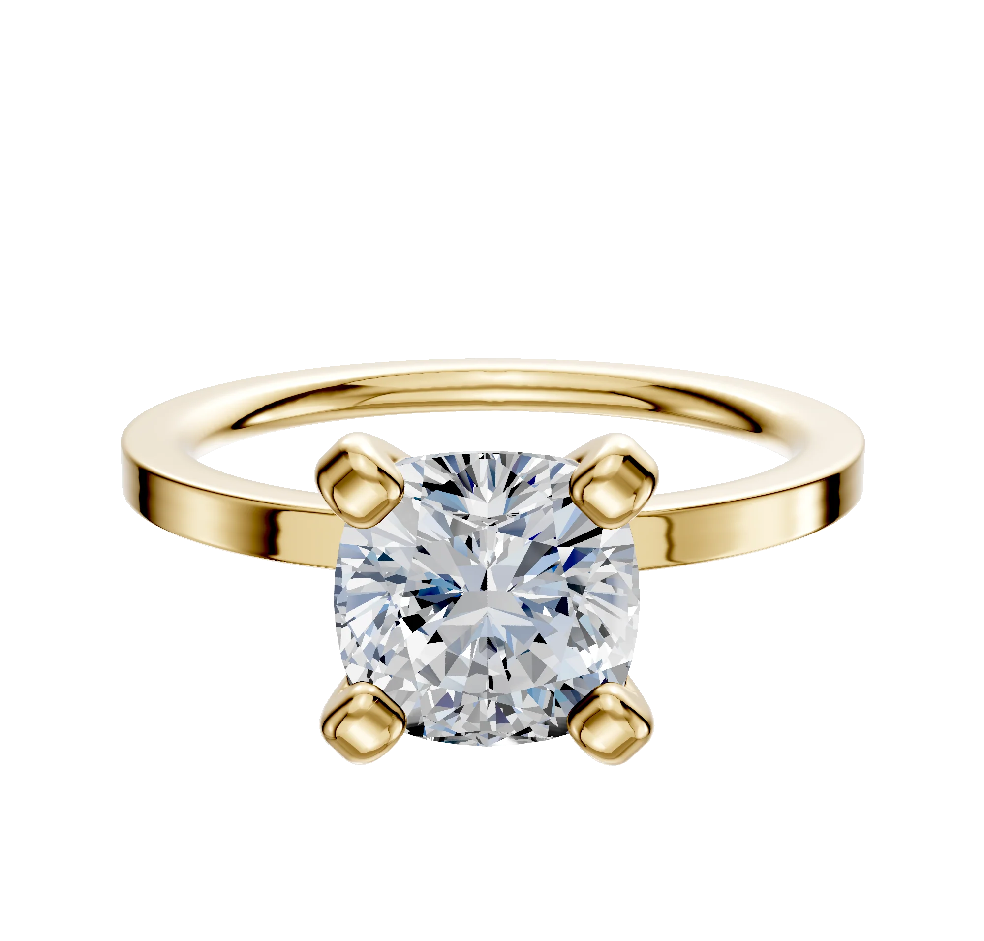 14K Yellow Gold 4 Prong Classic Flat 1.5mm Engagement Ring