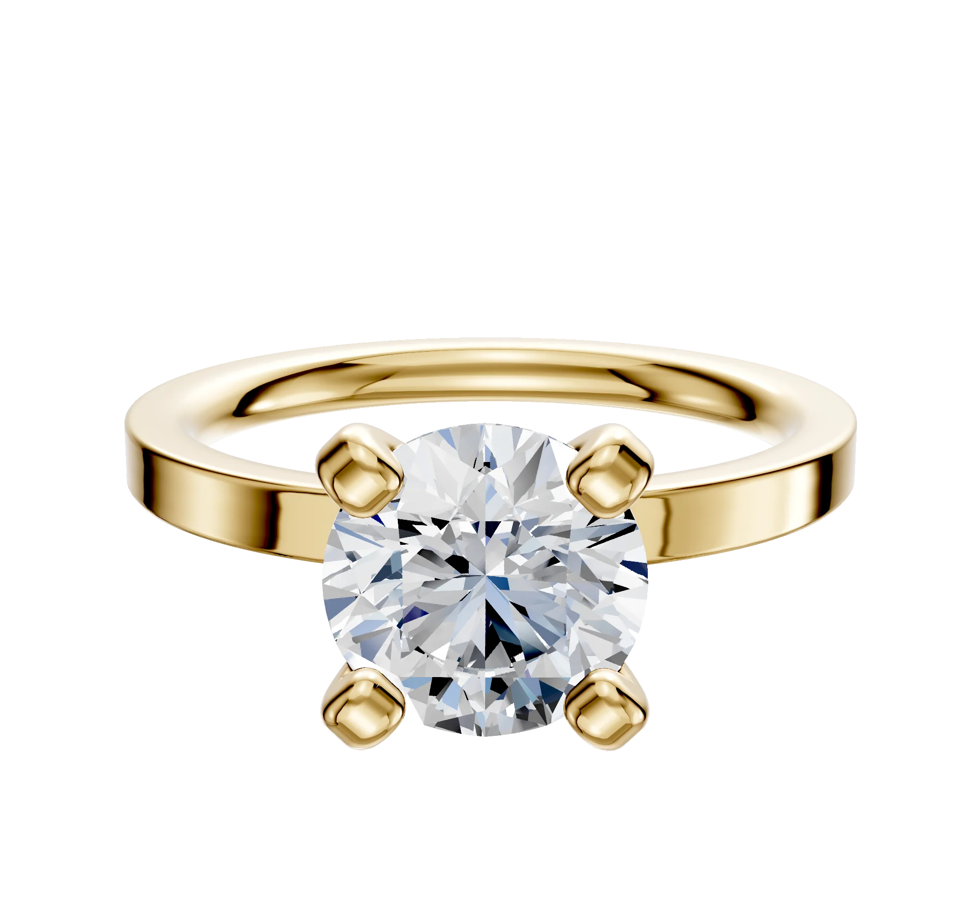 14K Yellow Gold 4 Prong Classic Flat 2.0mm Engagement Ring