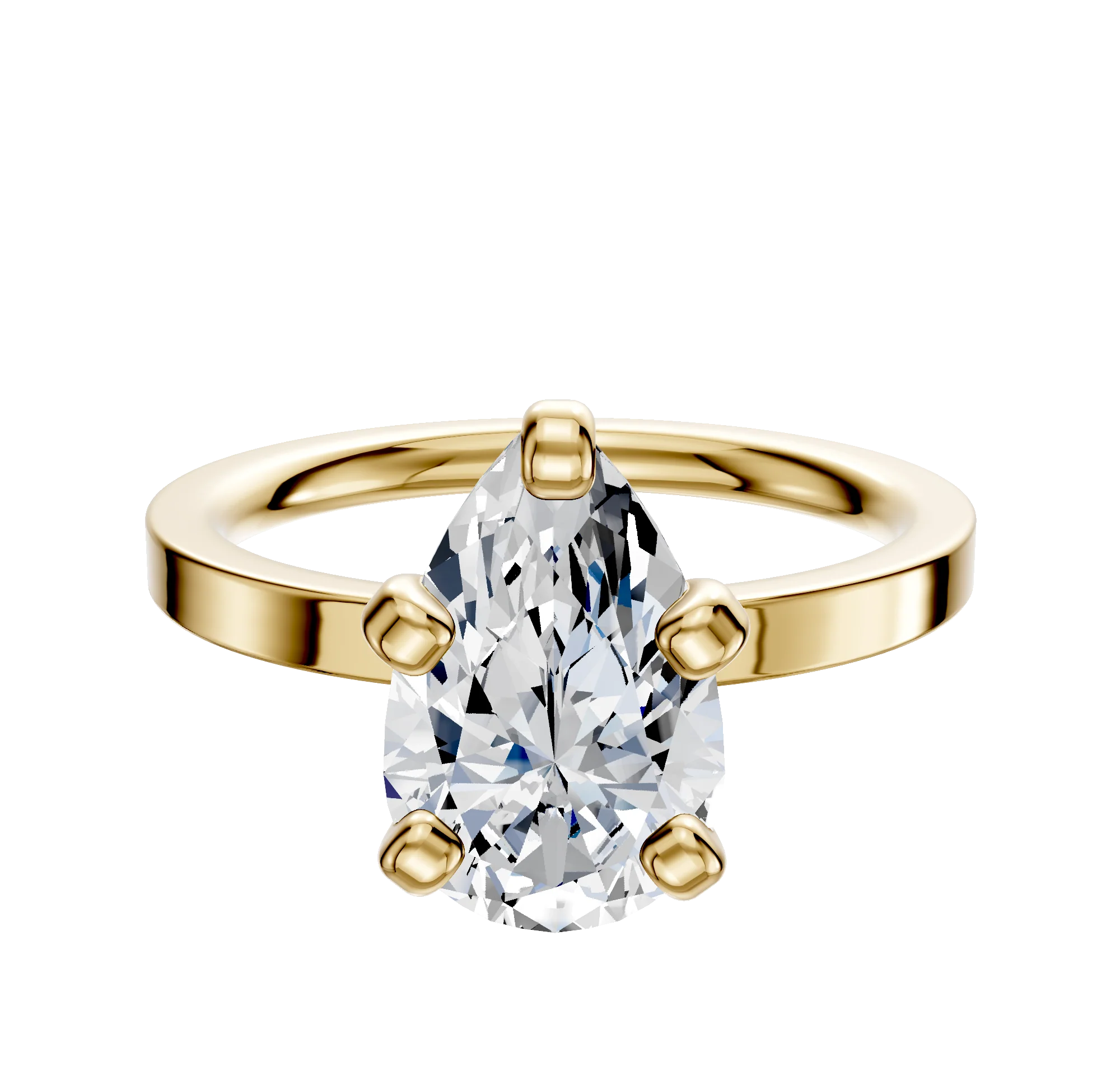 14K Yellow Gold 4 Prong Classic Flat 2.0mm Engagement Ring