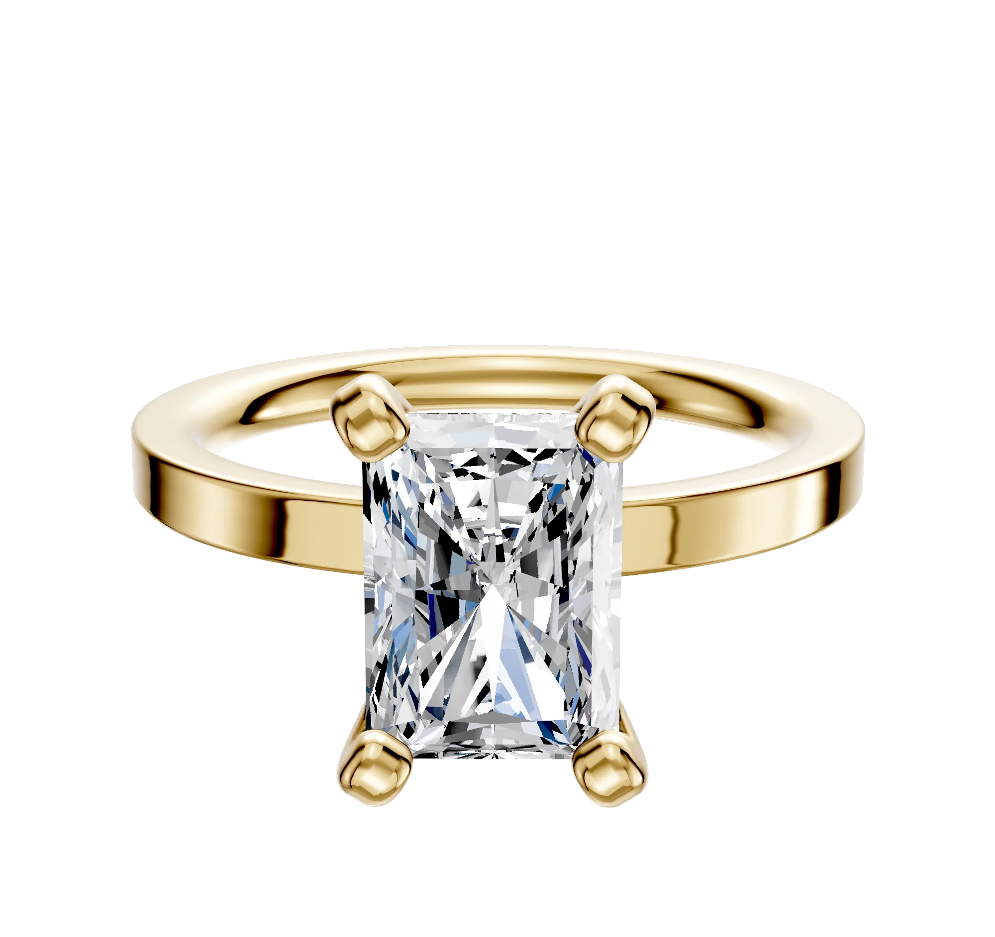 14K Yellow Gold 4 Prong Classic Flat 2.0mm Engagement Ring