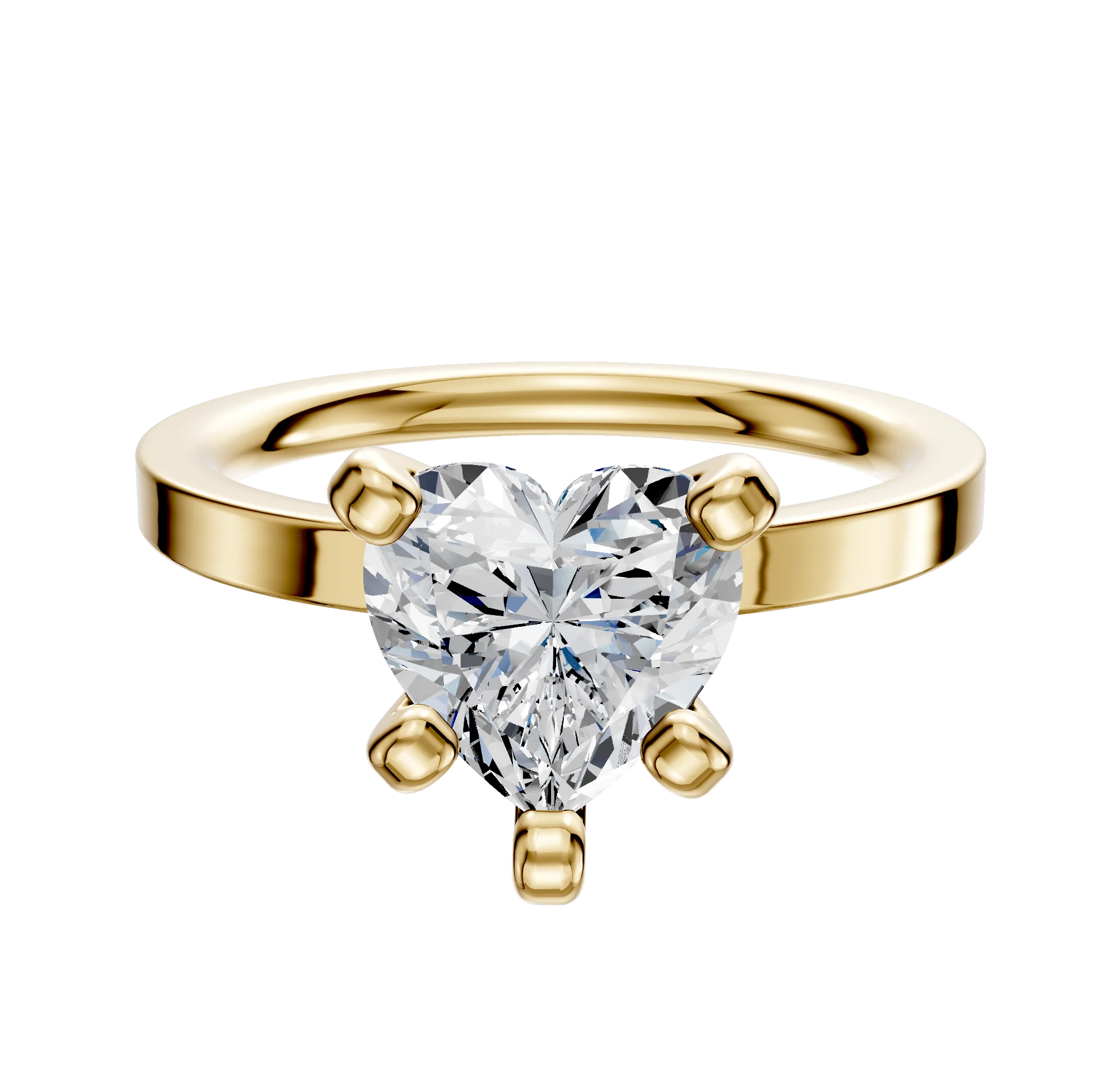 14K Yellow Gold 4 Prong Classic Flat 2.0mm Engagement Ring