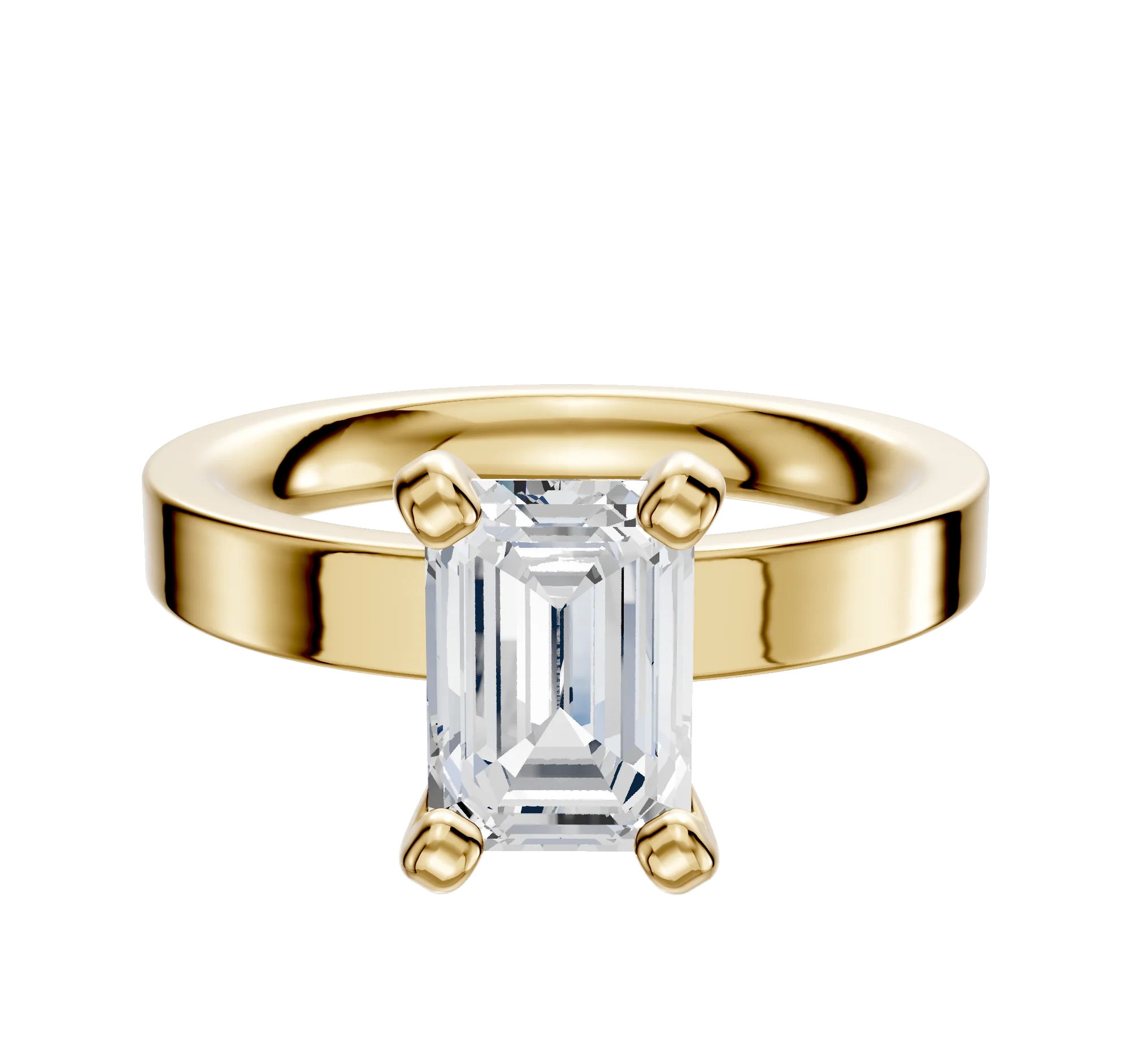 14K Yellow Gold 4 Prong Classic Flat 3.0mm Engagement Ring