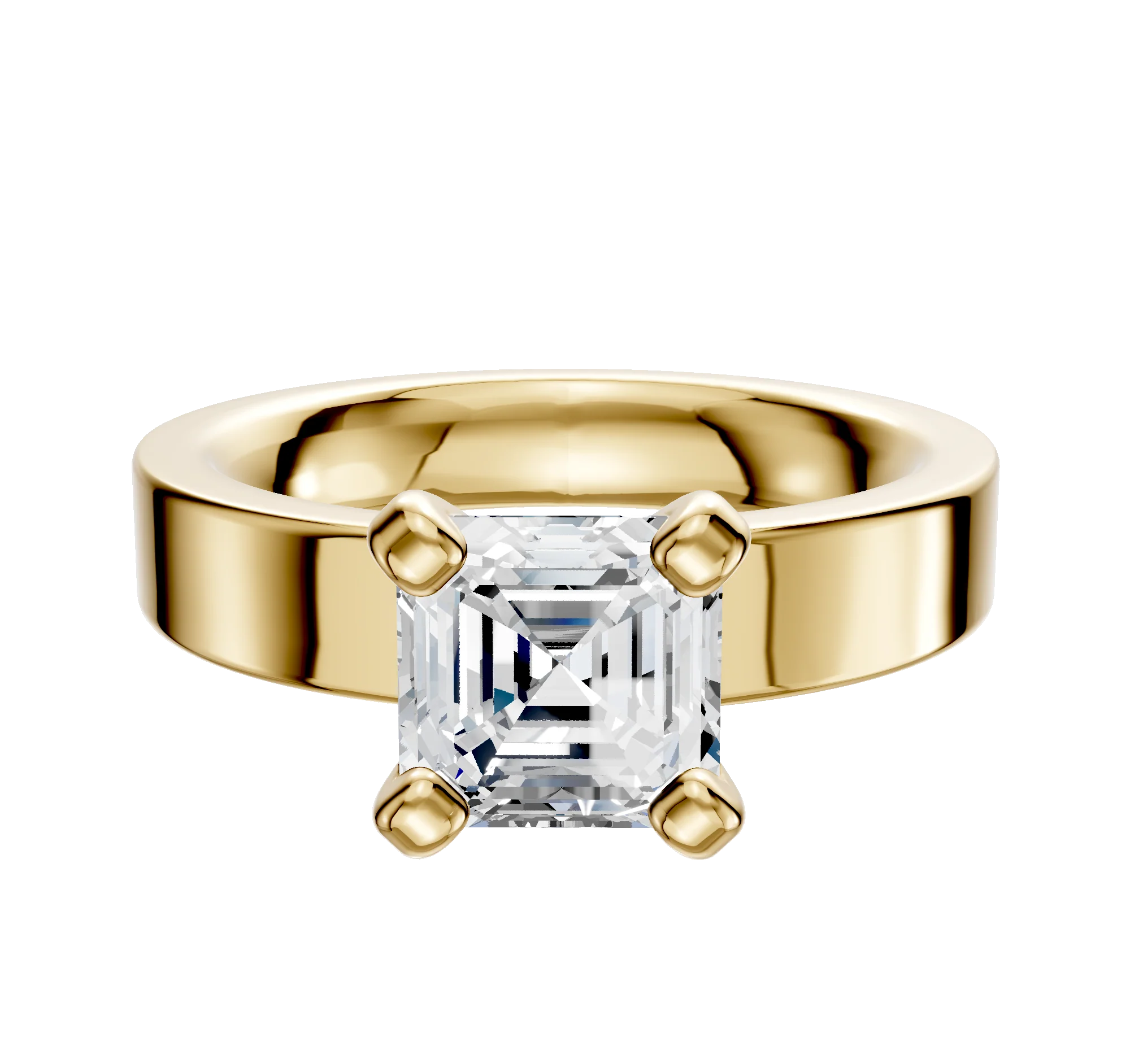 14K Yellow Gold 4 Prong Classic Flat 4.0mm Engagement Ring
