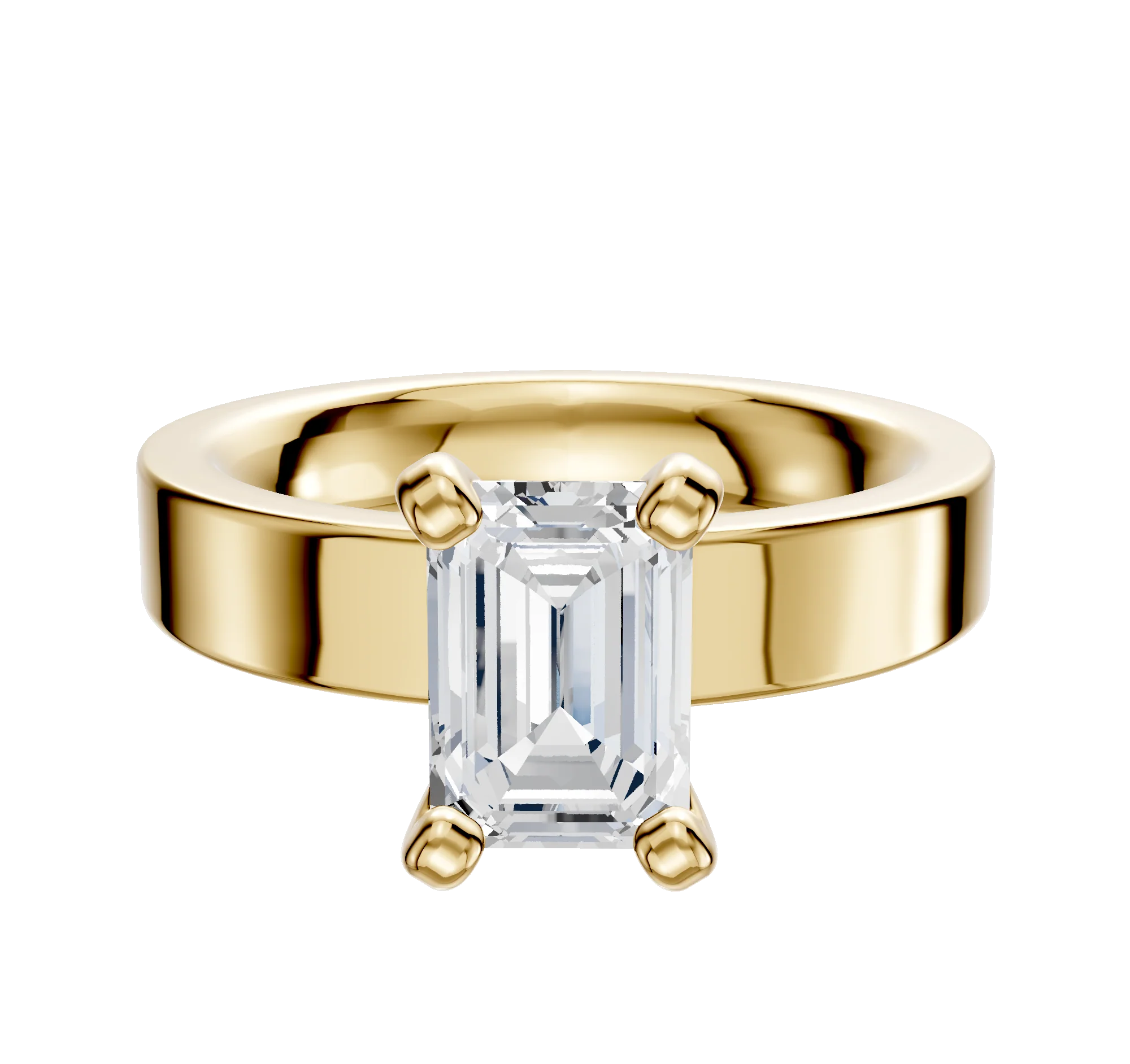 14K Yellow Gold 4 Prong Classic Flat 4.0mm Engagement Ring