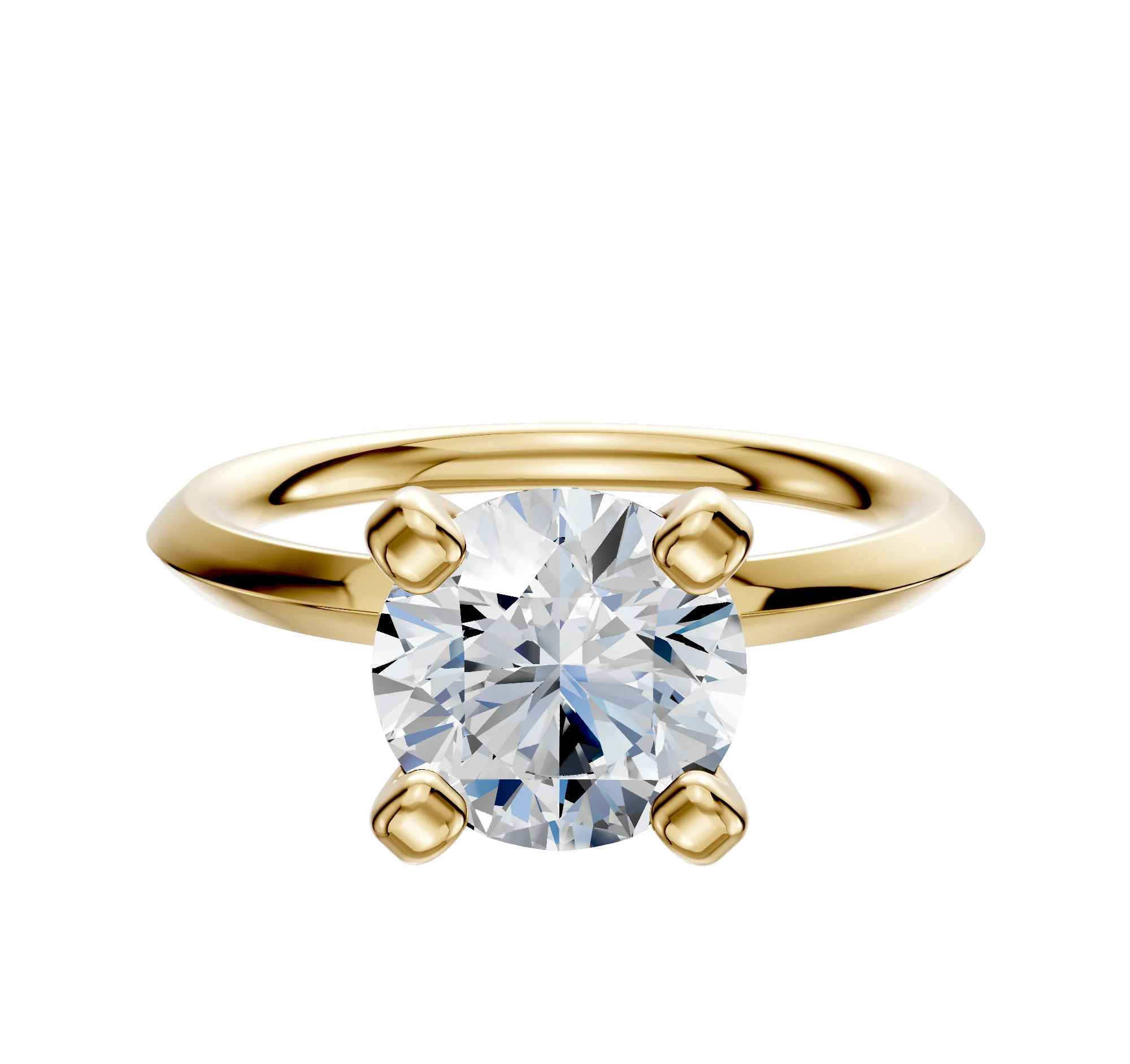14K Yellow Gold 4 Prong Classic Knife Edge 2.0mm Engagement Ring