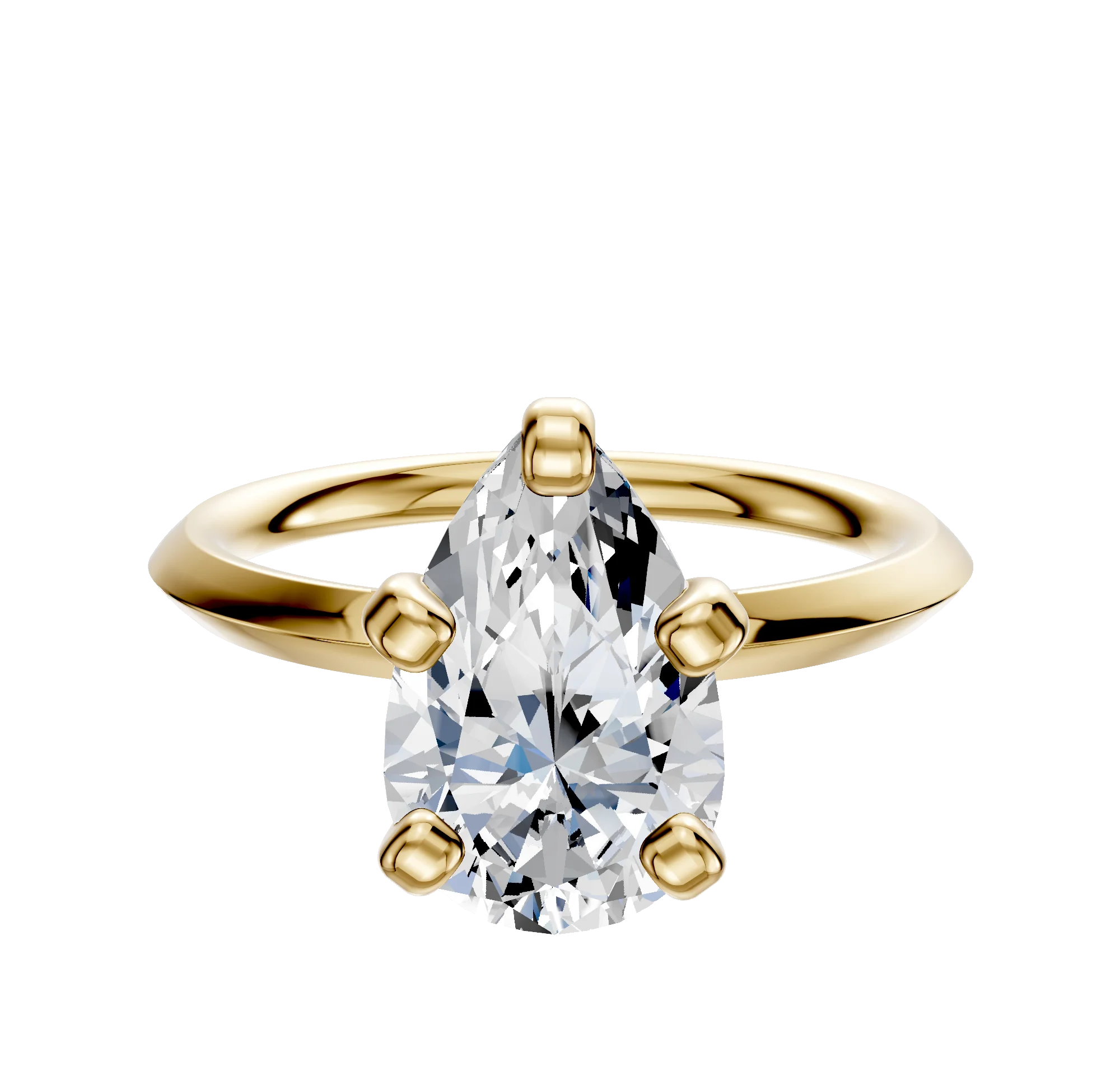 14K Yellow Gold 4 Prong Classic Knife Edge 2.0mm Engagement Ring