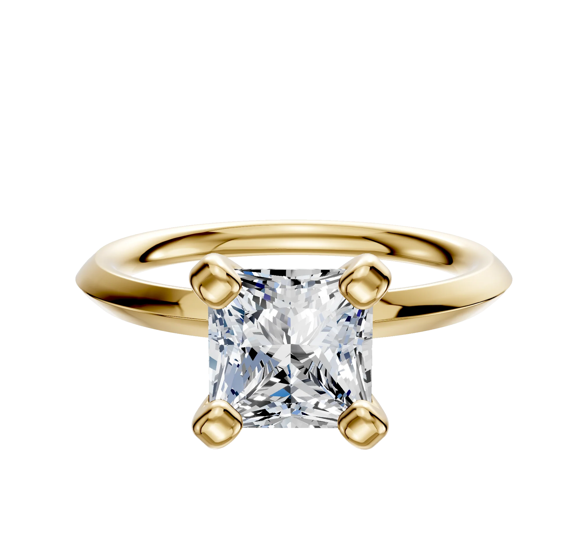 14K Yellow Gold 4 Prong Classic Knife Edge 2.0mm Engagement Ring