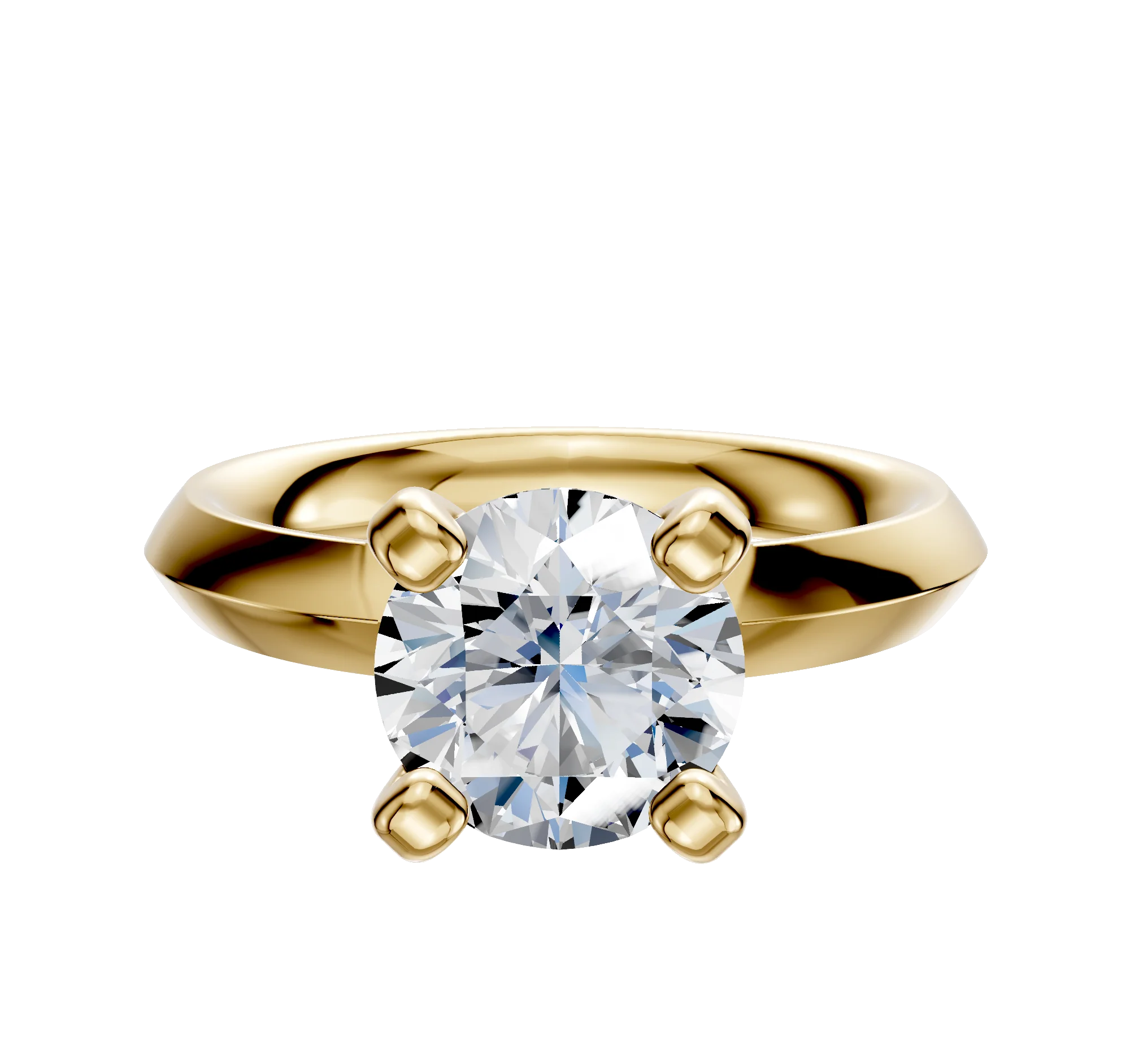 14K Yellow Gold 4 Prong Classic Knife Edge 3.0mm Engagement Ring