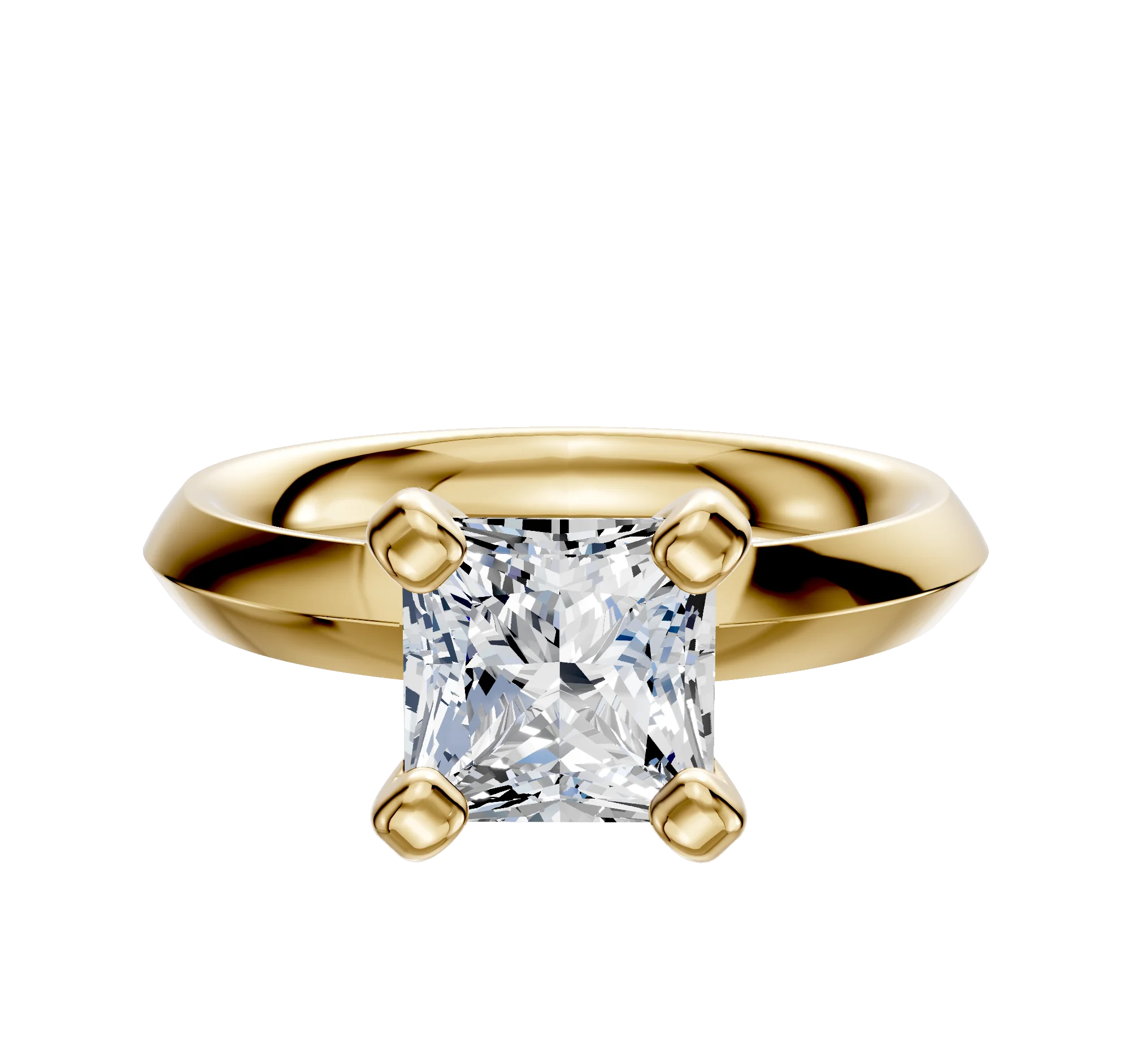 14K Yellow Gold 4 Prong Classic Knife Edge 3.0mm Engagement Ring
