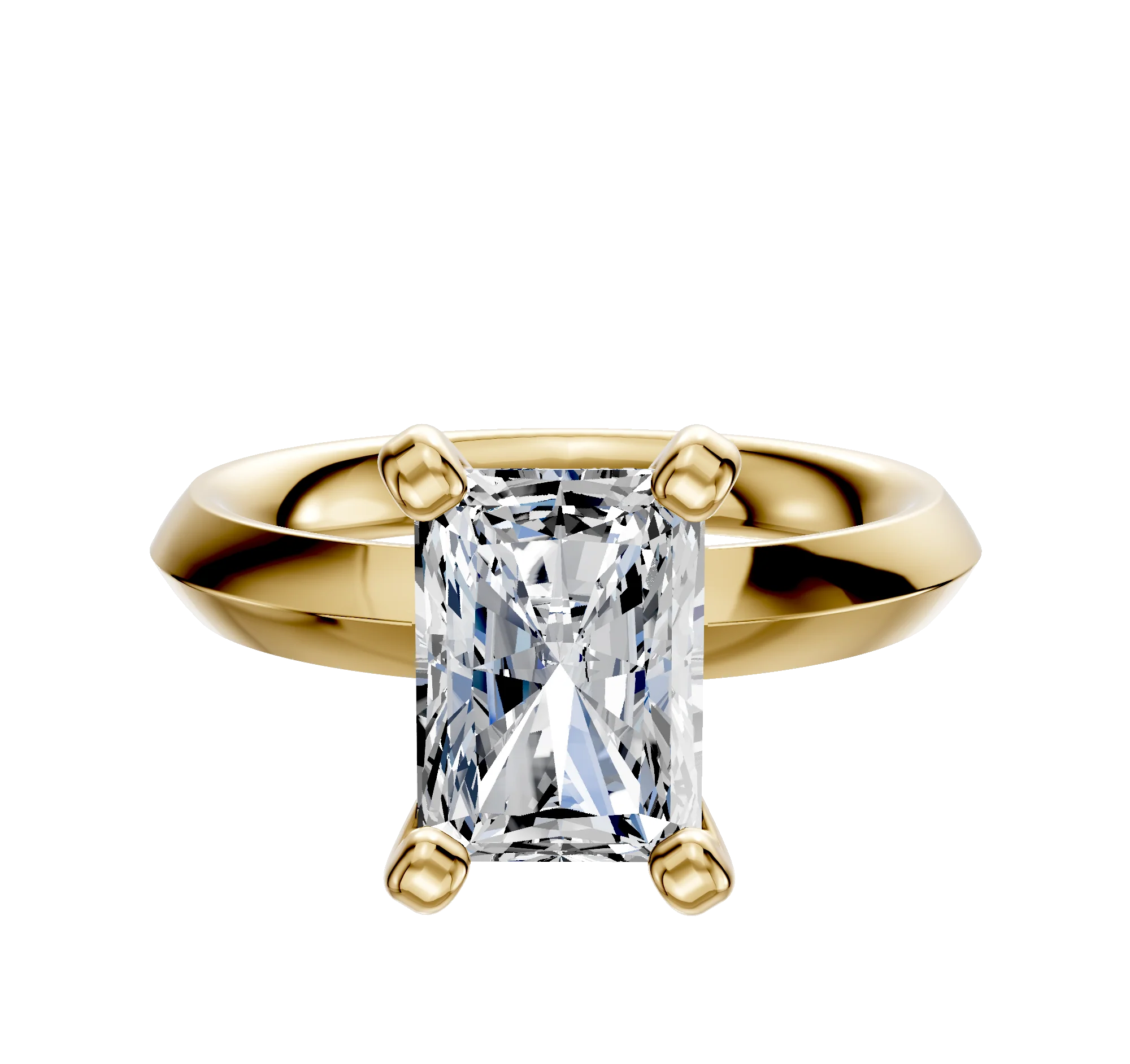 14K Yellow Gold 4 Prong Classic Knife Edge 3.0mm Engagement Ring