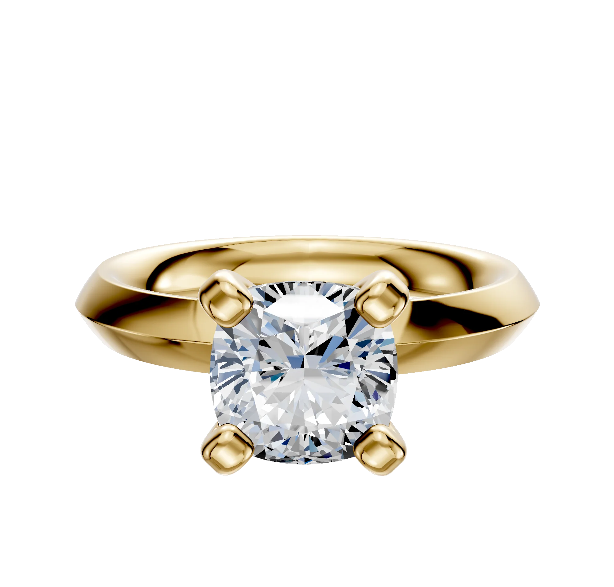 14K Yellow Gold 4 Prong Classic Knife Edge 3.0mm Engagement Ring