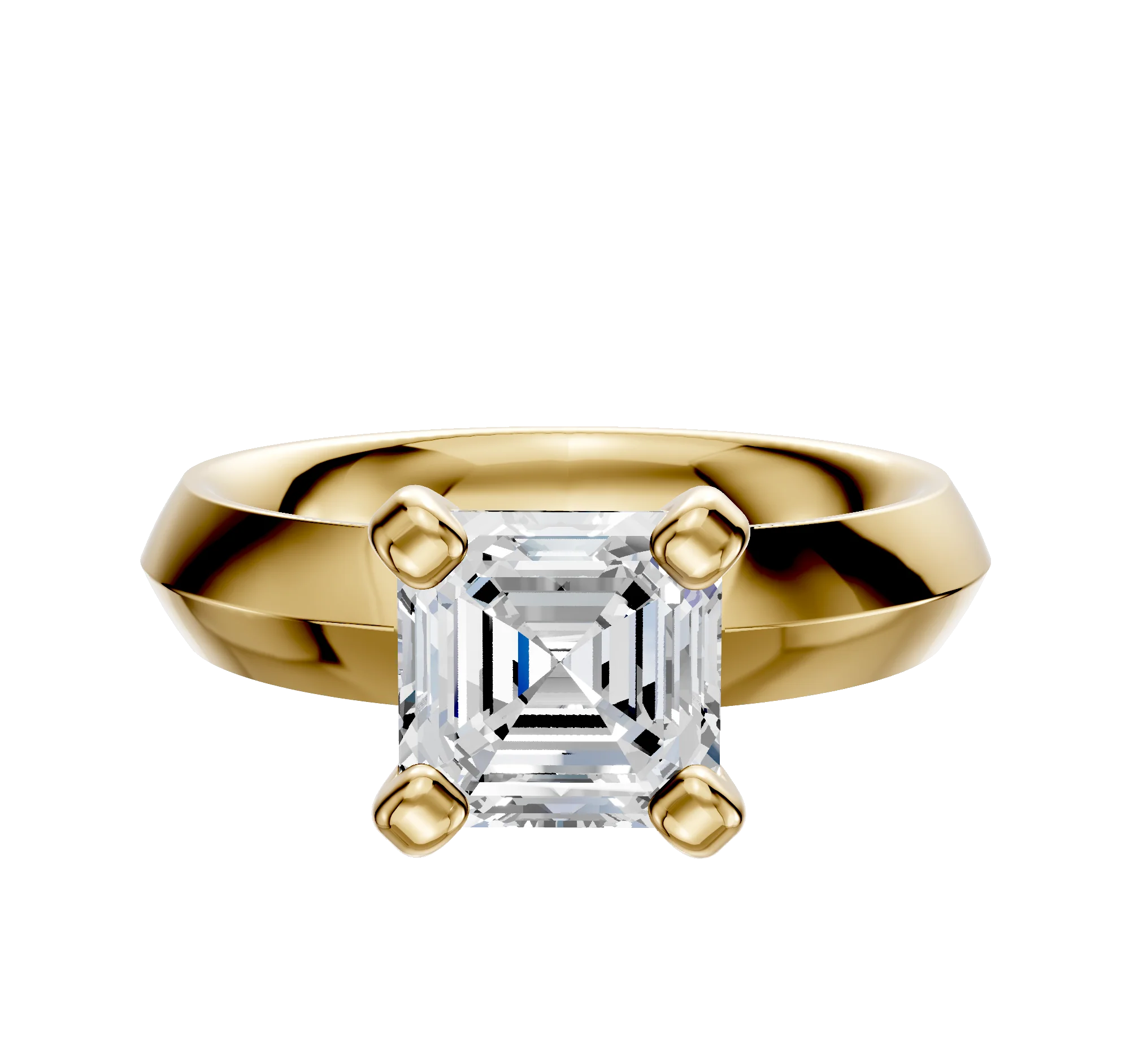 14K Yellow Gold 4 Prong Classic Knife Edge 4.0mm Engagement Ring