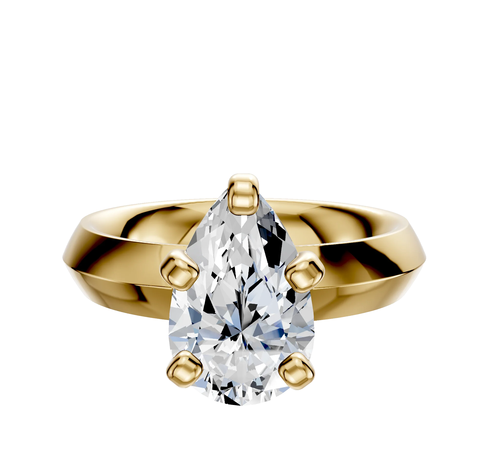 14K Yellow Gold 4 Prong Classic Knife Edge 4.0mm Engagement Ring