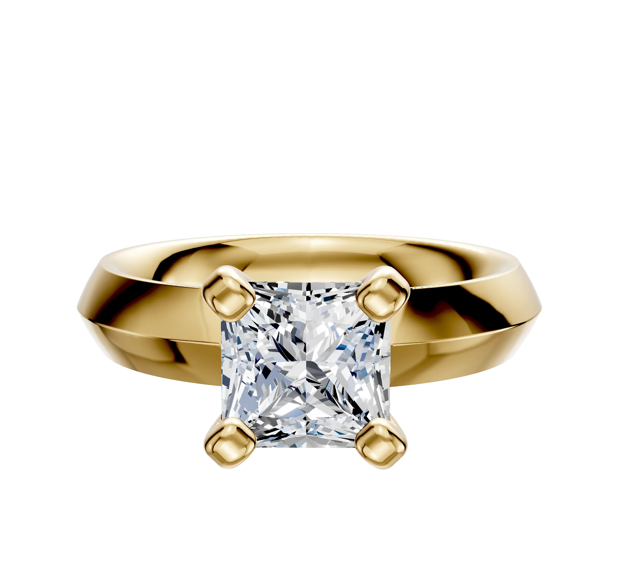 14K Yellow Gold 4 Prong Classic Knife Edge 4.0mm Engagement Ring