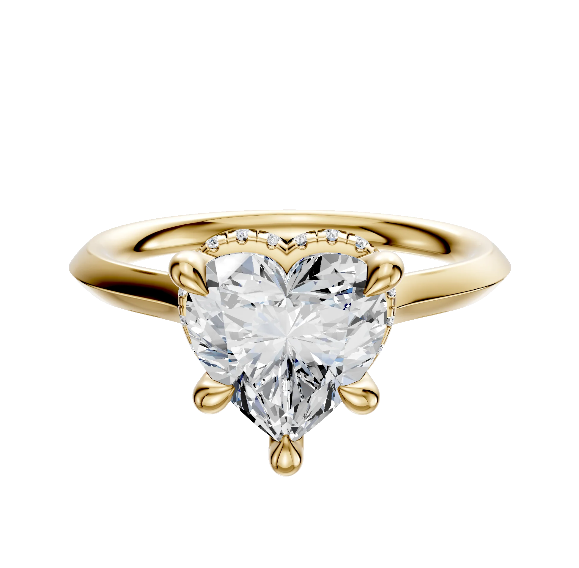 14K Yellow Gold 4 Prong Collar Cathedral Knife Edge 2.0mm Engagement Ring