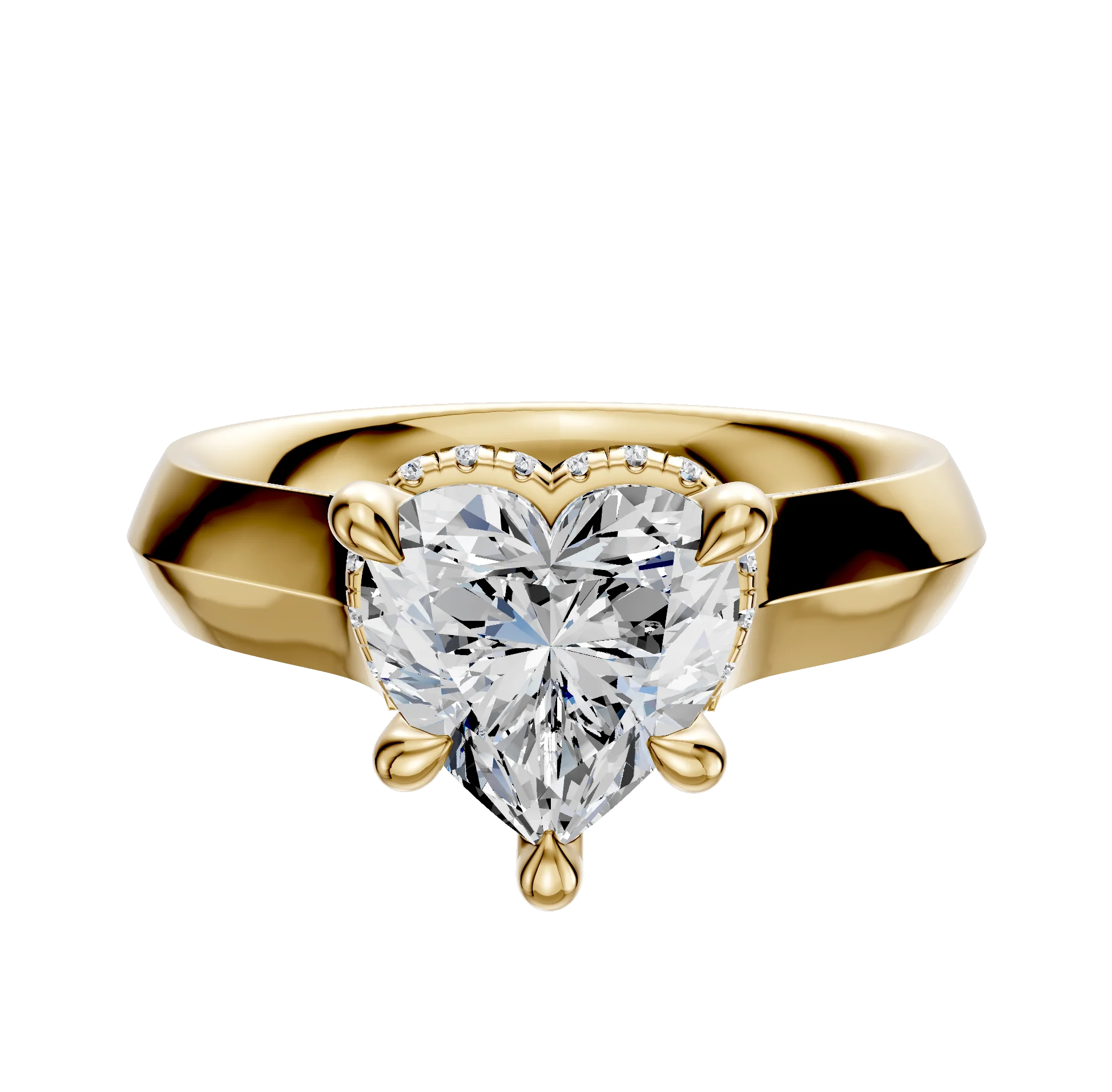 14K Yellow Gold 4 Prong Collar Cathedral Knife Edge 4.0mm Engagement Ring