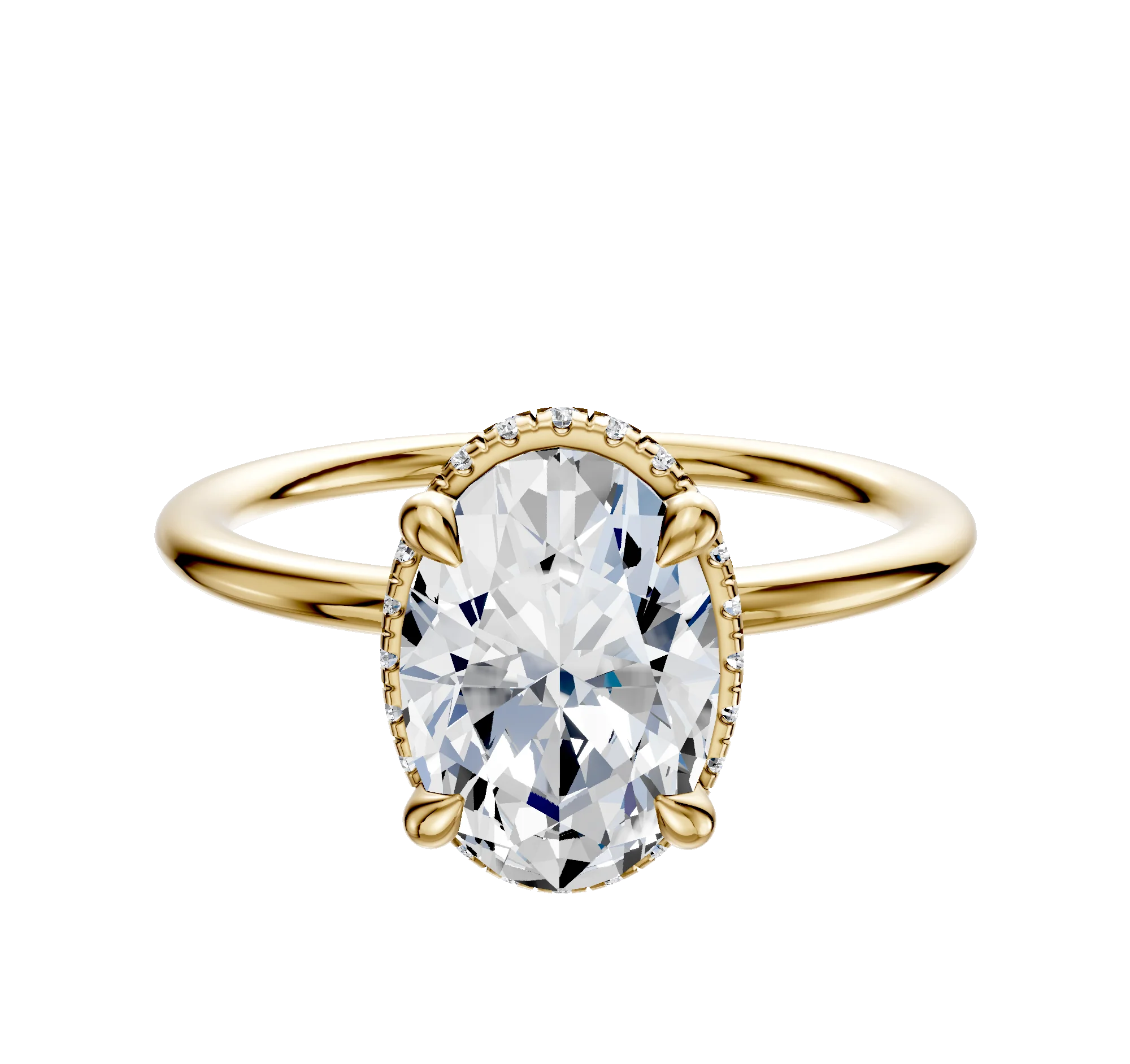 14K Yellow Gold 4 Prong Collar Classic Dome 1.5mm Engagement Ring